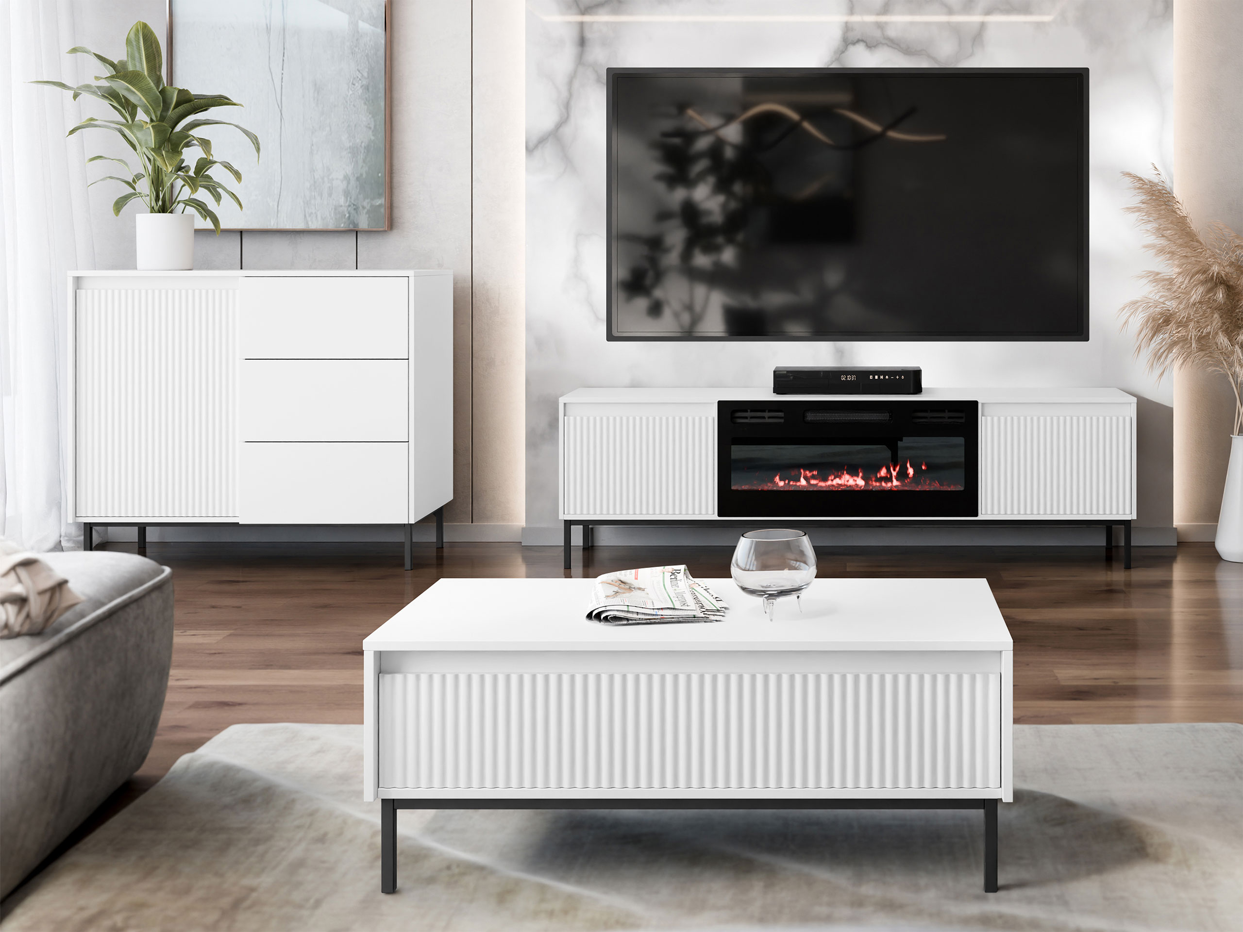 Olohuonesetti Comfivo Delruva 110 (Valkoinen)