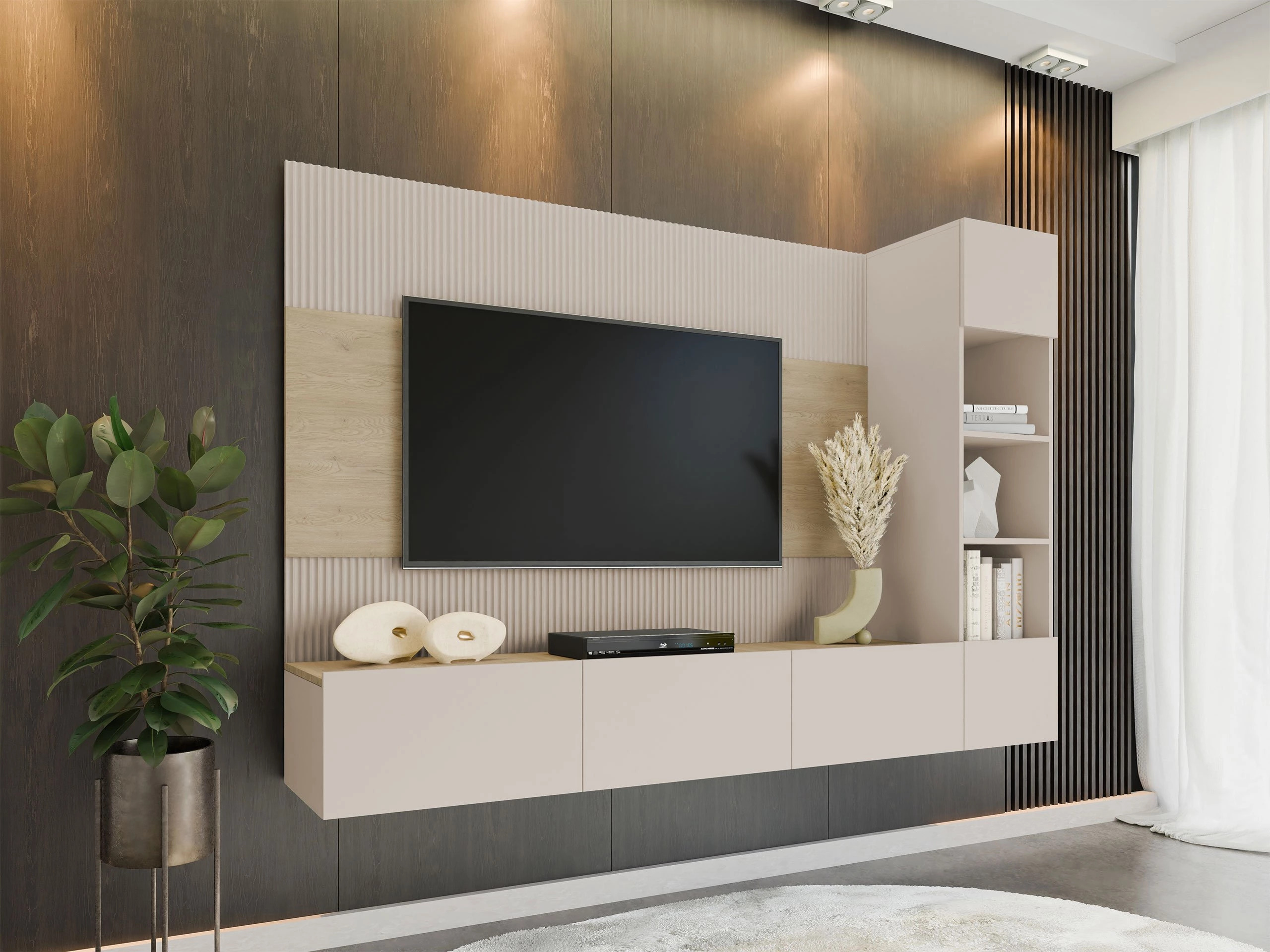 Olohuonesetti Comfivo Salix II (Beige + Tammi)