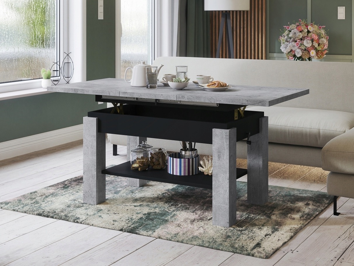 Muunnettava sohvapöytä Glendale 100 (Betoni + Musta)