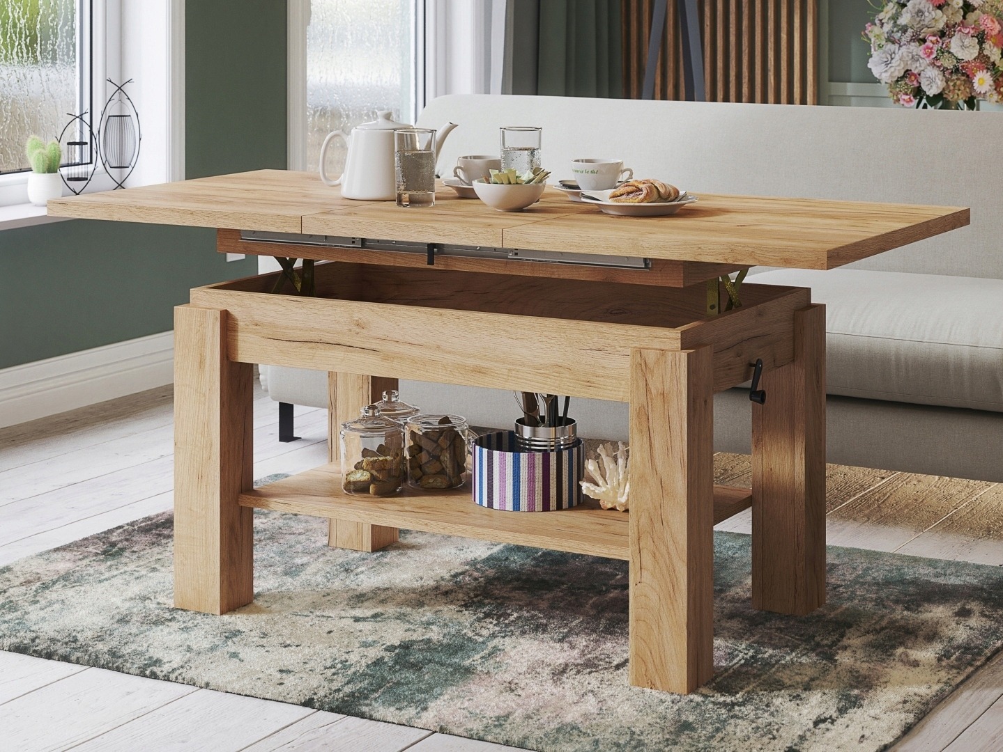 Muunnettava sohvapöytä Glendale 100 (Kultainen Craft-tammi)