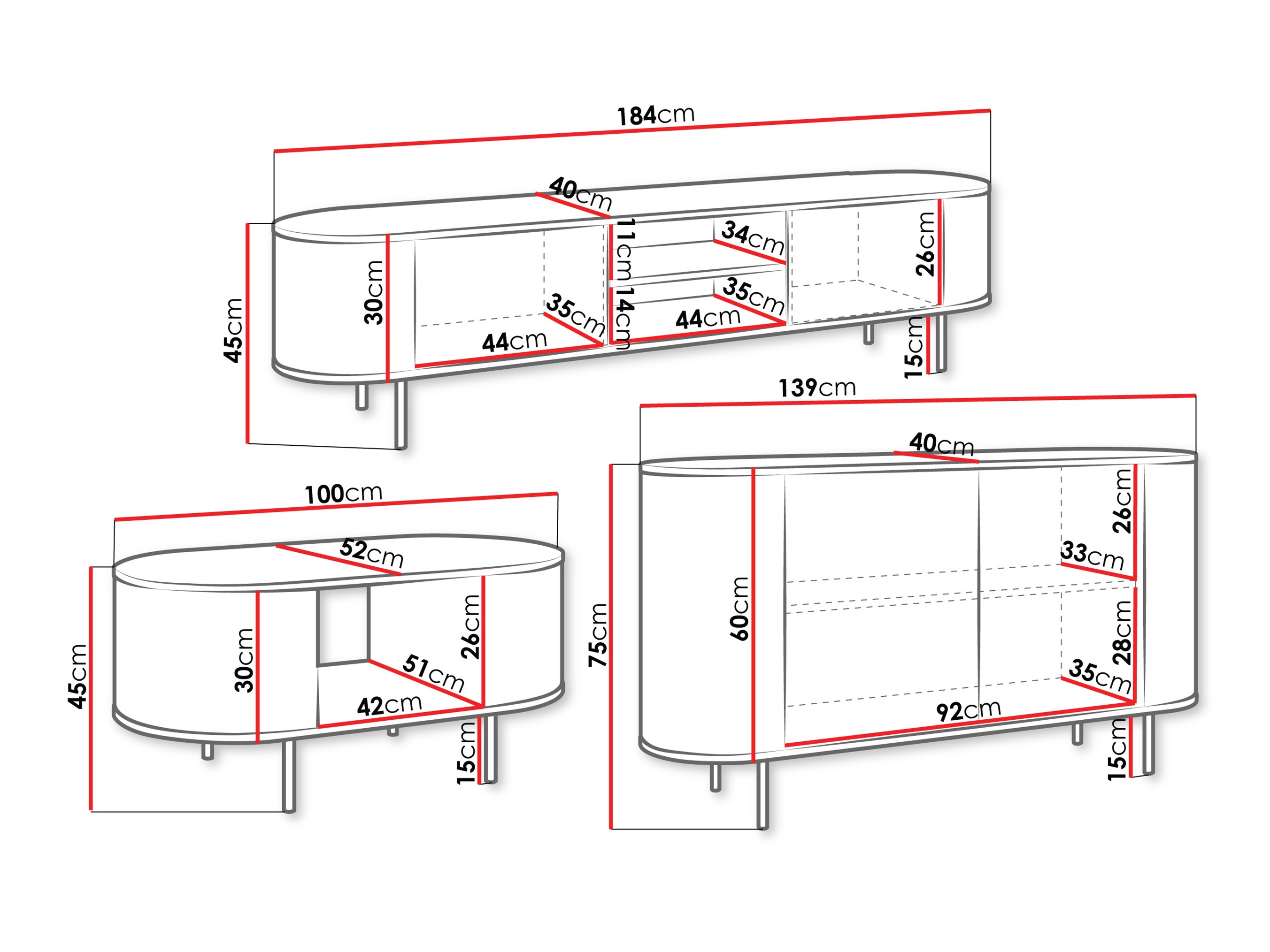 Olohuonesetti Comfivo Livtena (Musta marmori + Musta)