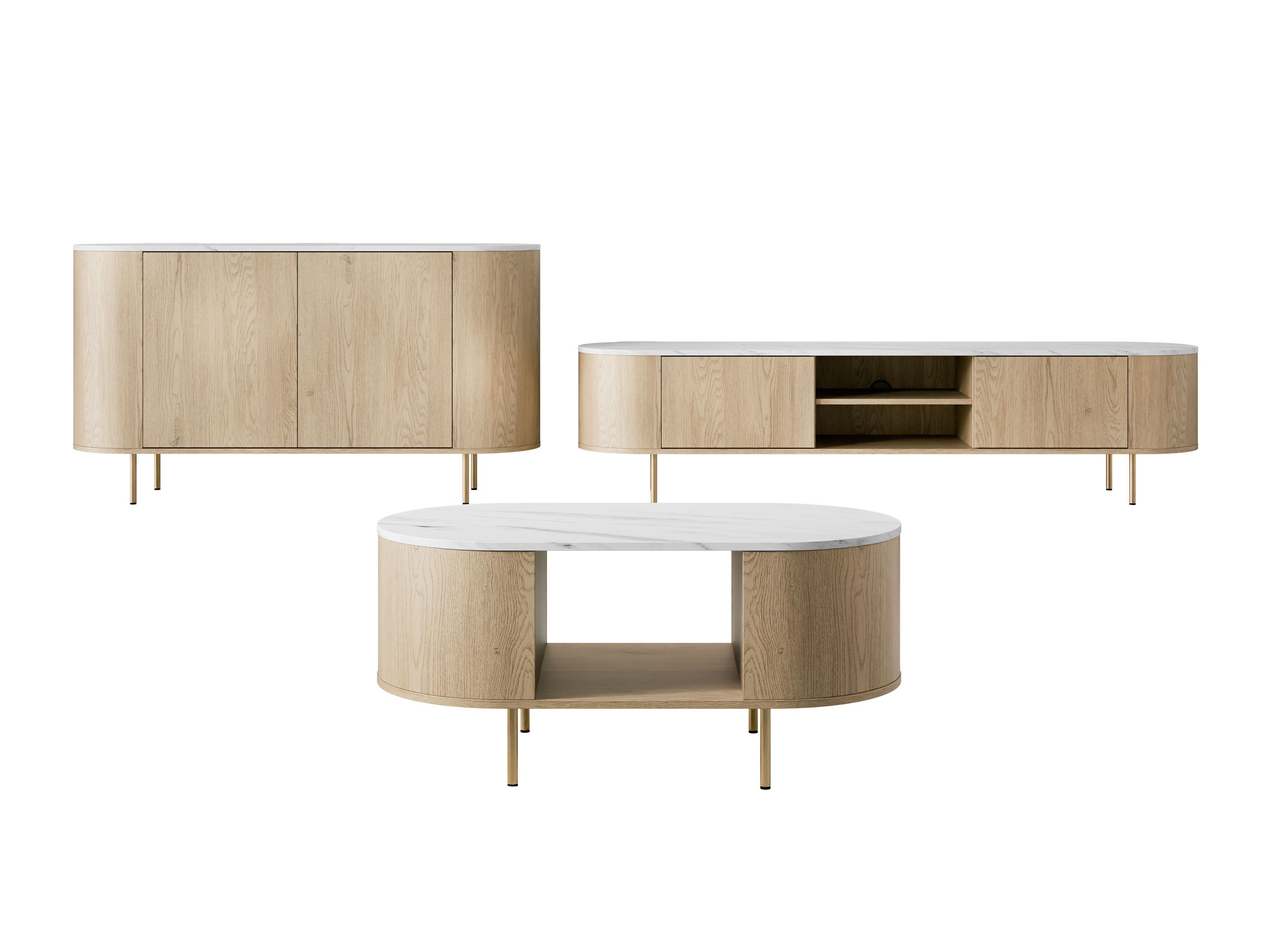 Olohuonesetti Comfivo Livtena (Valkoinen marmori + Kultainen)