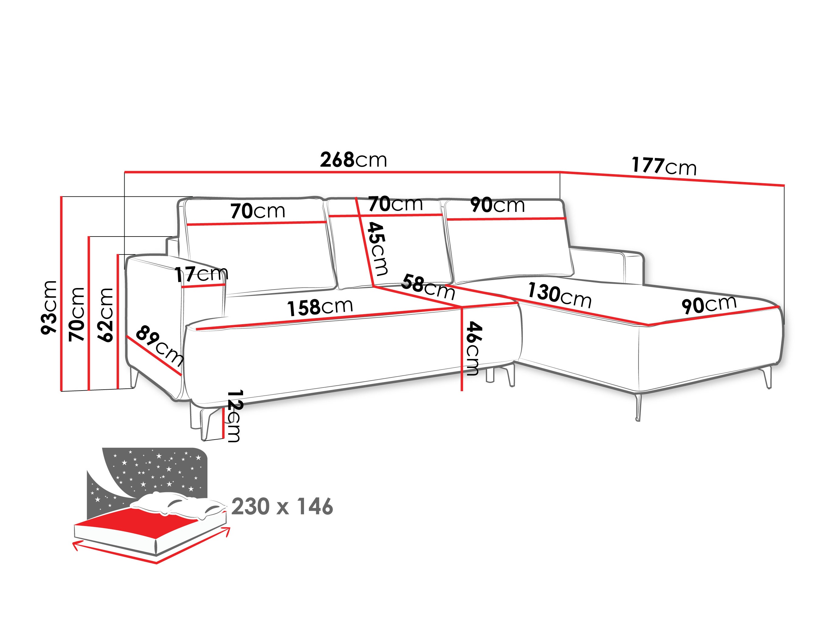 Kulmasohva ComfiDream Lyraion (Castel 15)