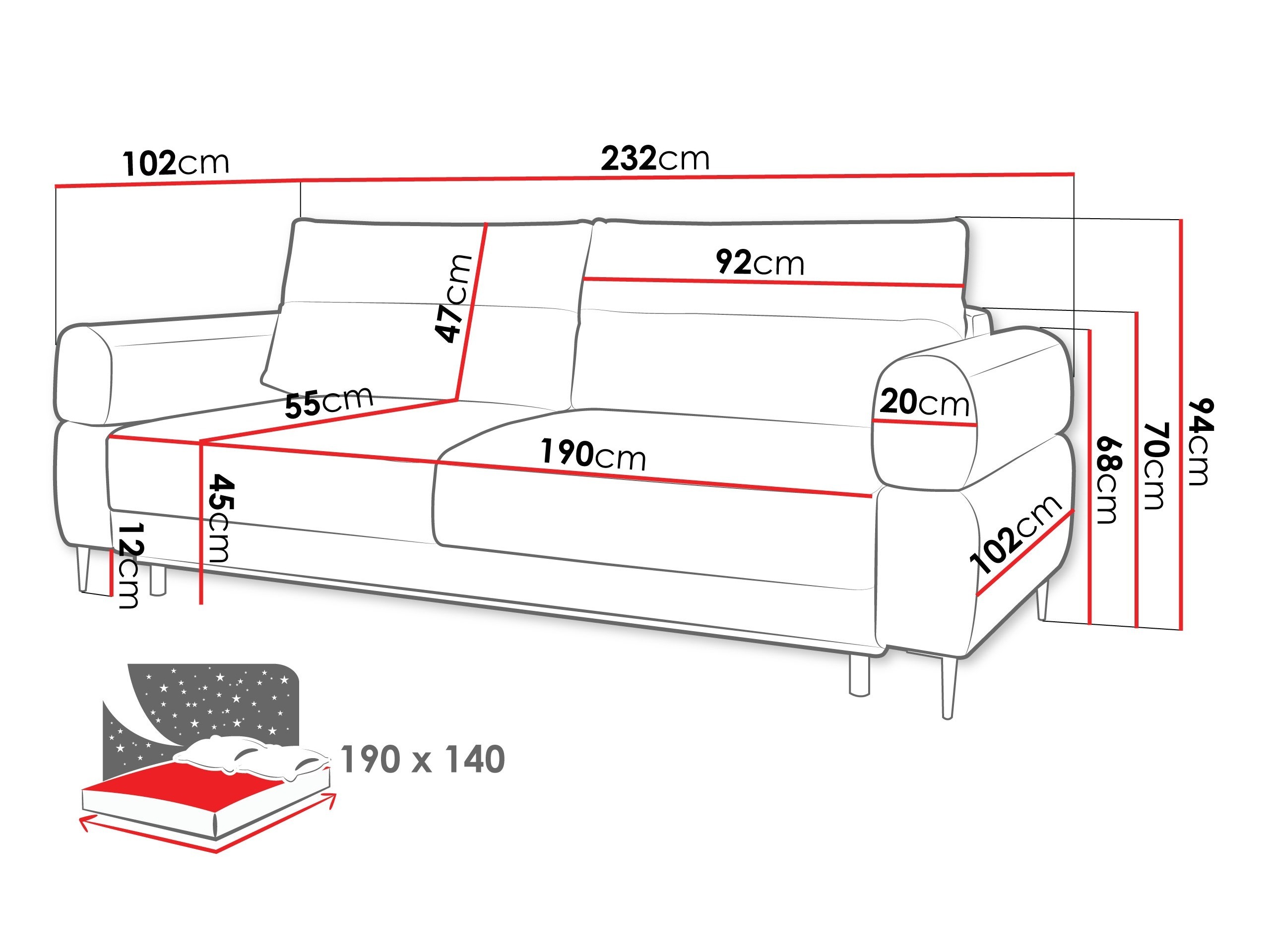 Vuodesohva ComfiDream Celel (Blur 19)