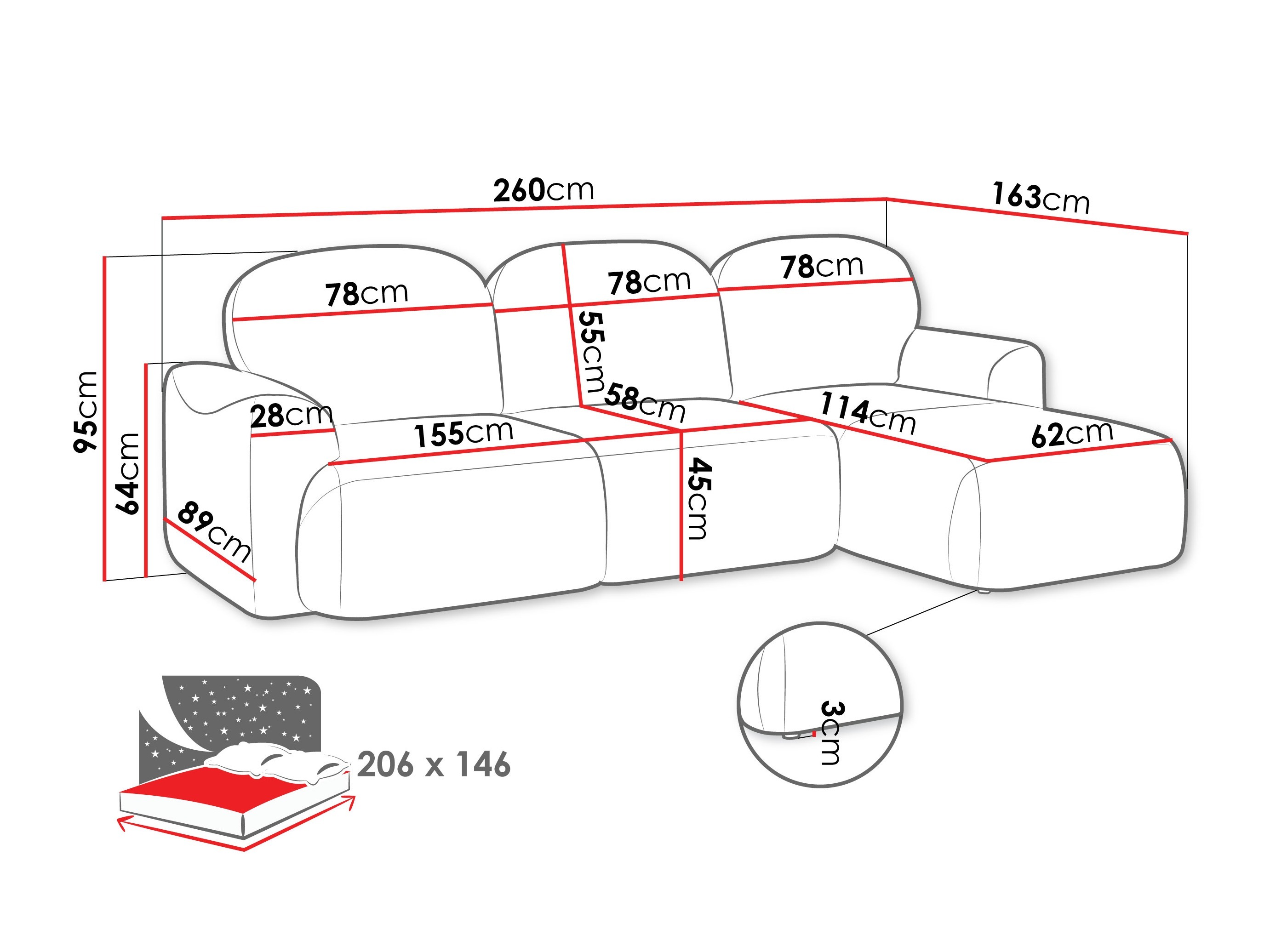 Kulmasohva ComfiDream Fjoruna (Cremona 96)