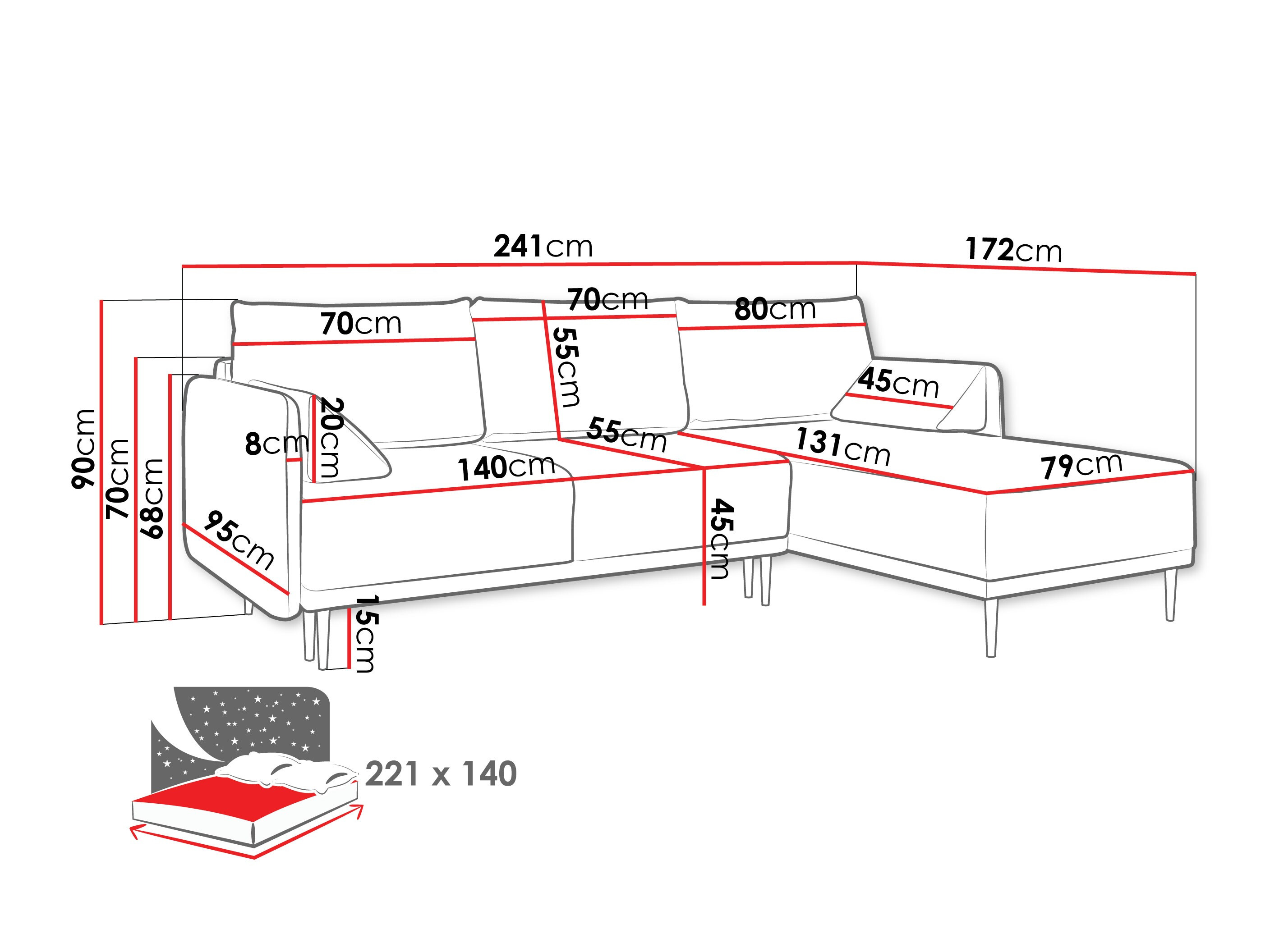 Kulmasohva ComfiDream Clarora (Sicuro 10)