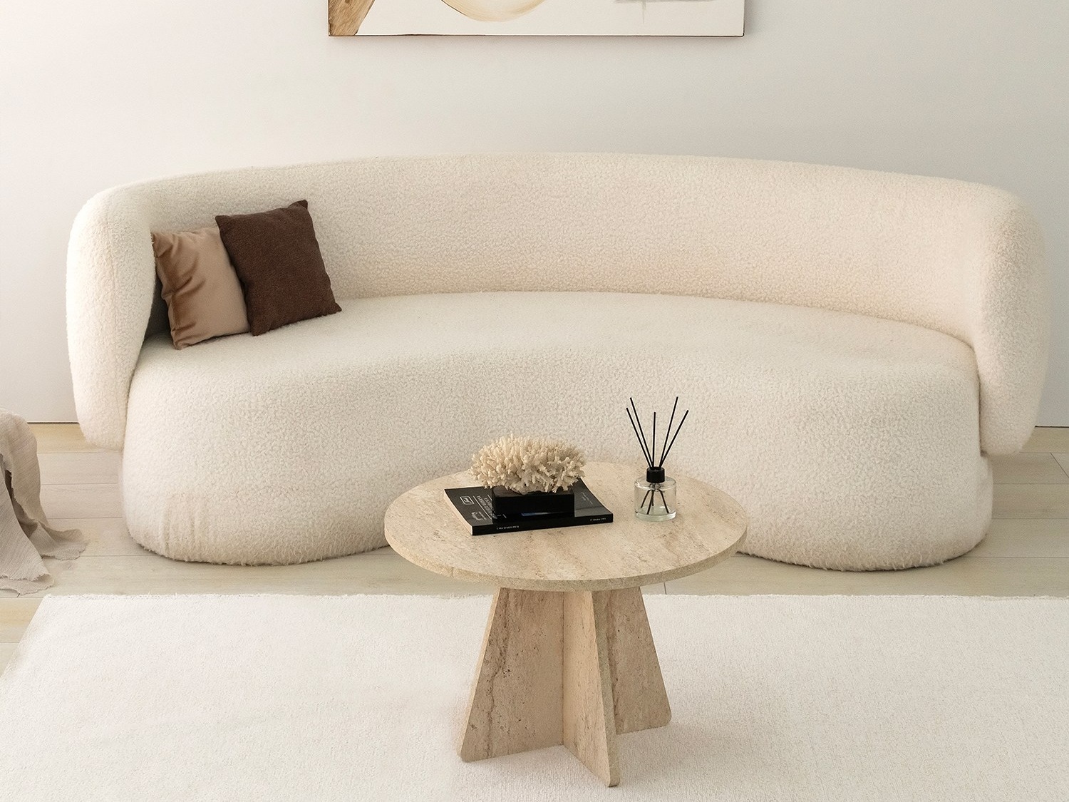 Sohvapöytä Kailua 1818 (Kevyt travertiini)