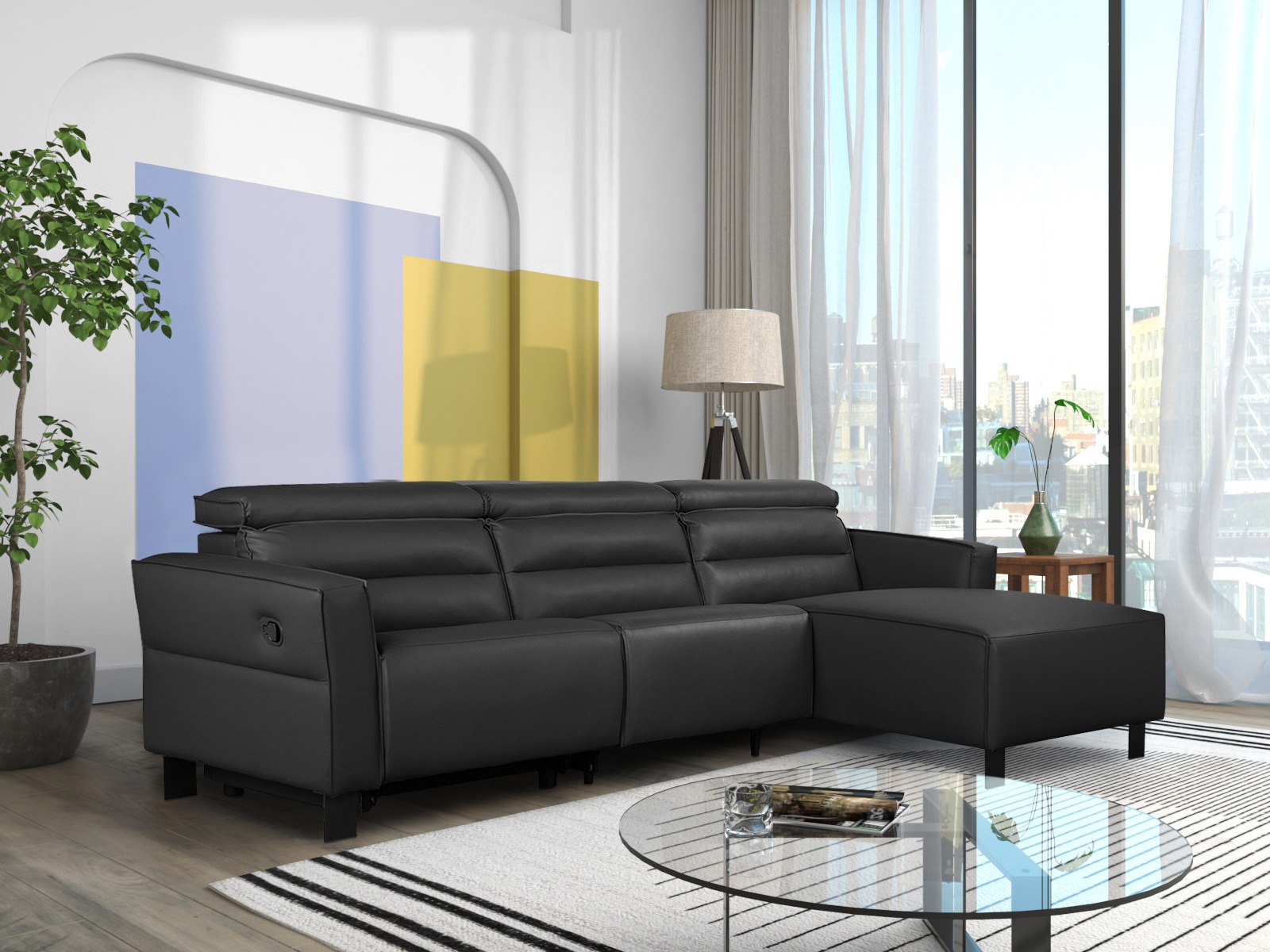 Kulmasohva kallistustoiminnolla Denton 1487 (Musta)