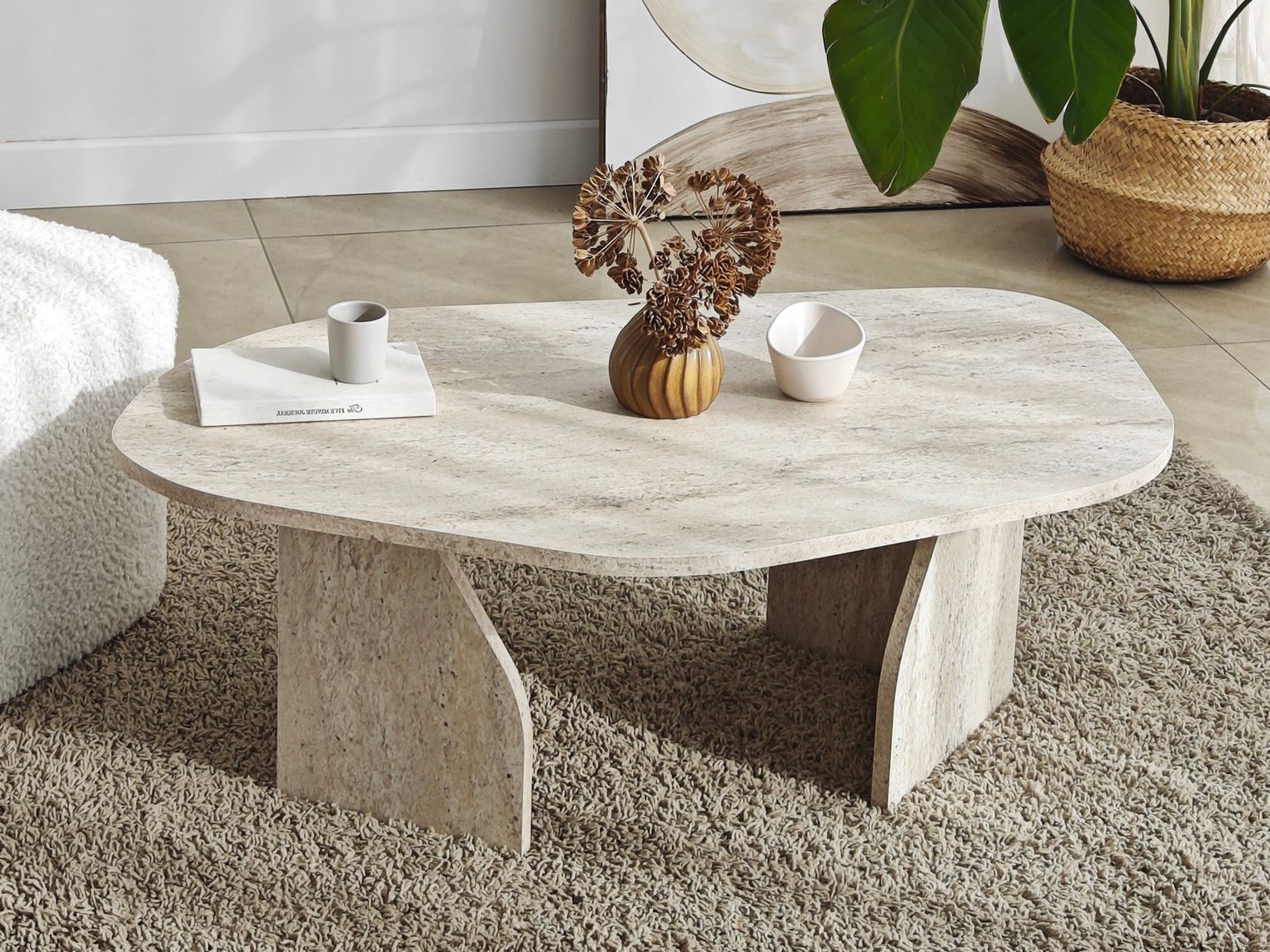 Sohvapöytä Kailua 2637 (Kevyt travertiini)