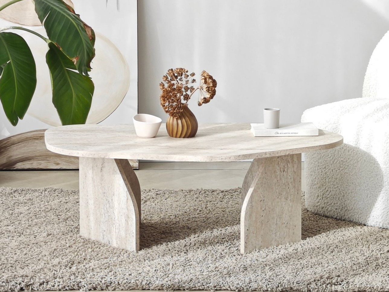 Sohvapöytä Kailua 2637 (Kevyt travertiini)