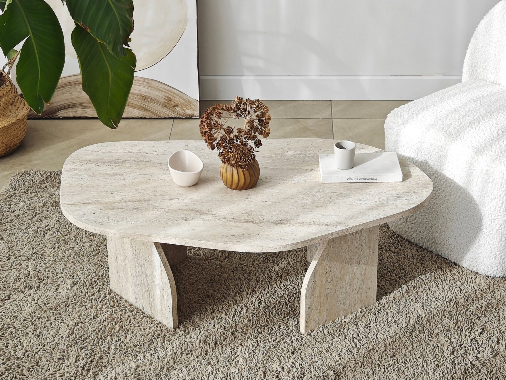 Sohvapöytä Kailua 2637 (Kevyt travertiini)