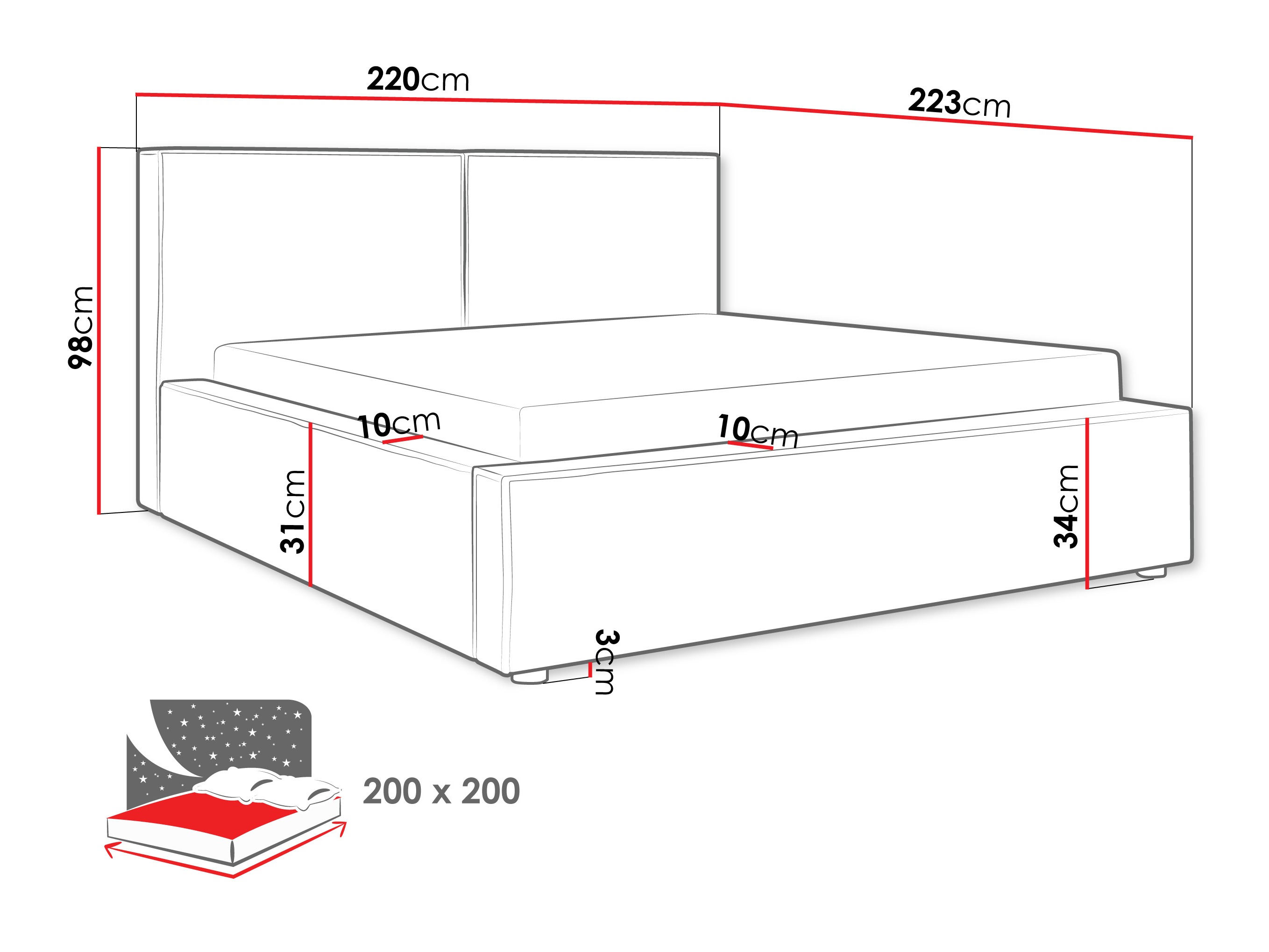Sänky TrendyNest 117 (Coral 80)