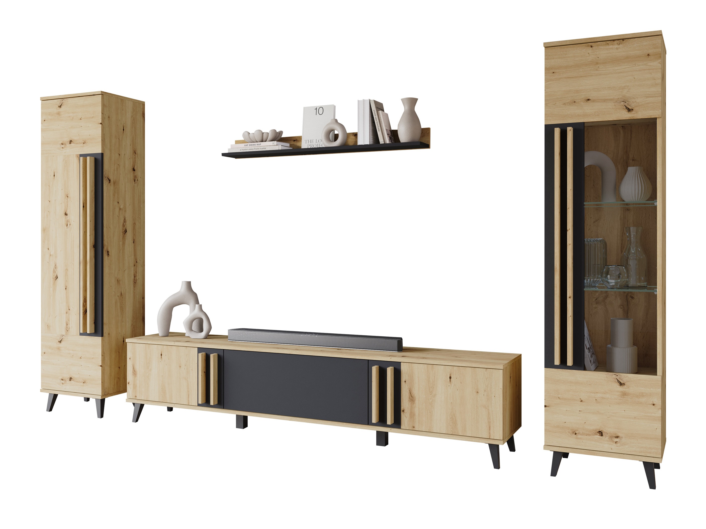 Olohuonesetti Facetor II (Artisaanitammi + Grafiitti)