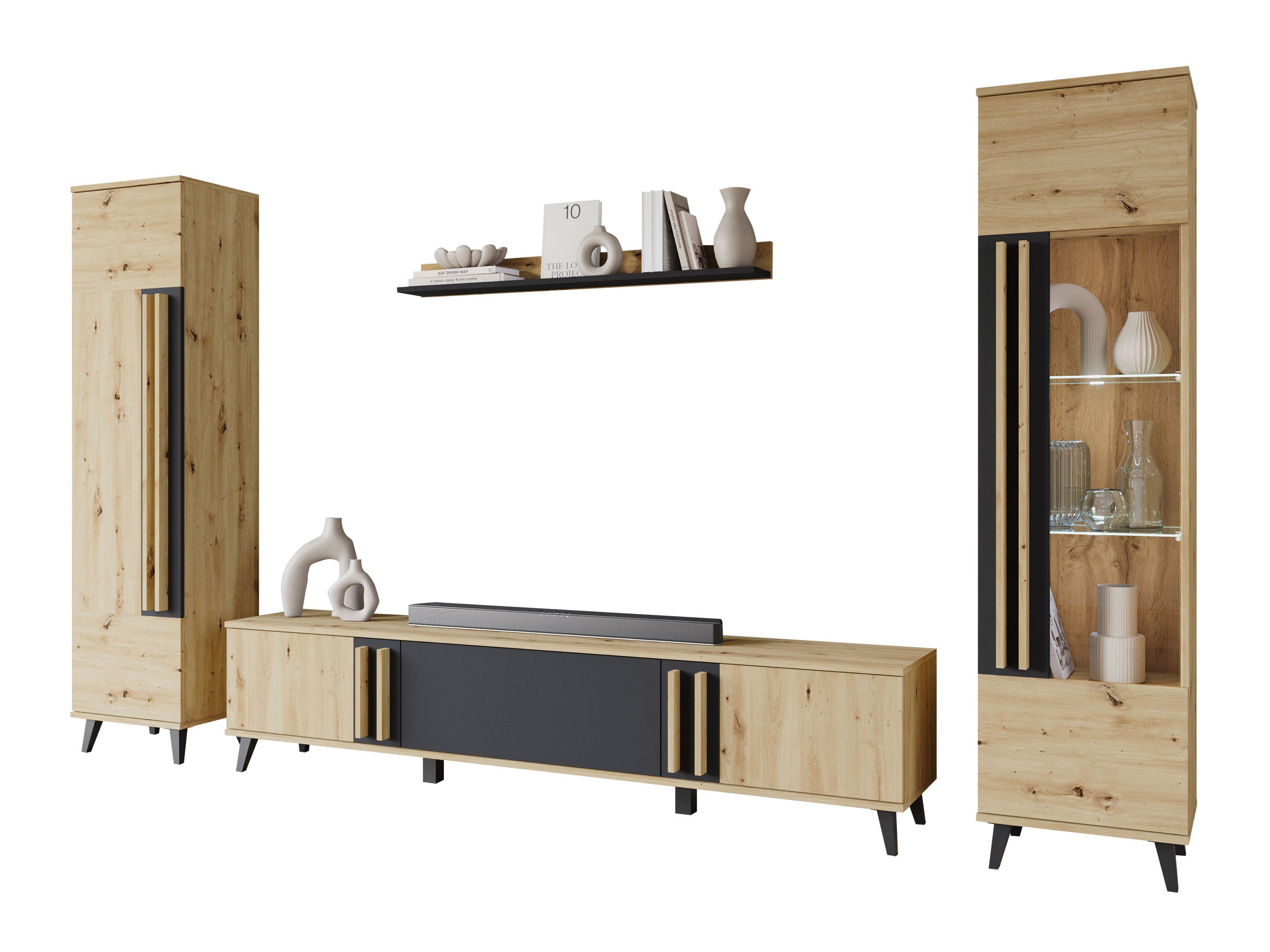 Olohuonesetti Facetor II (Artisaanitammi + Grafiitti)