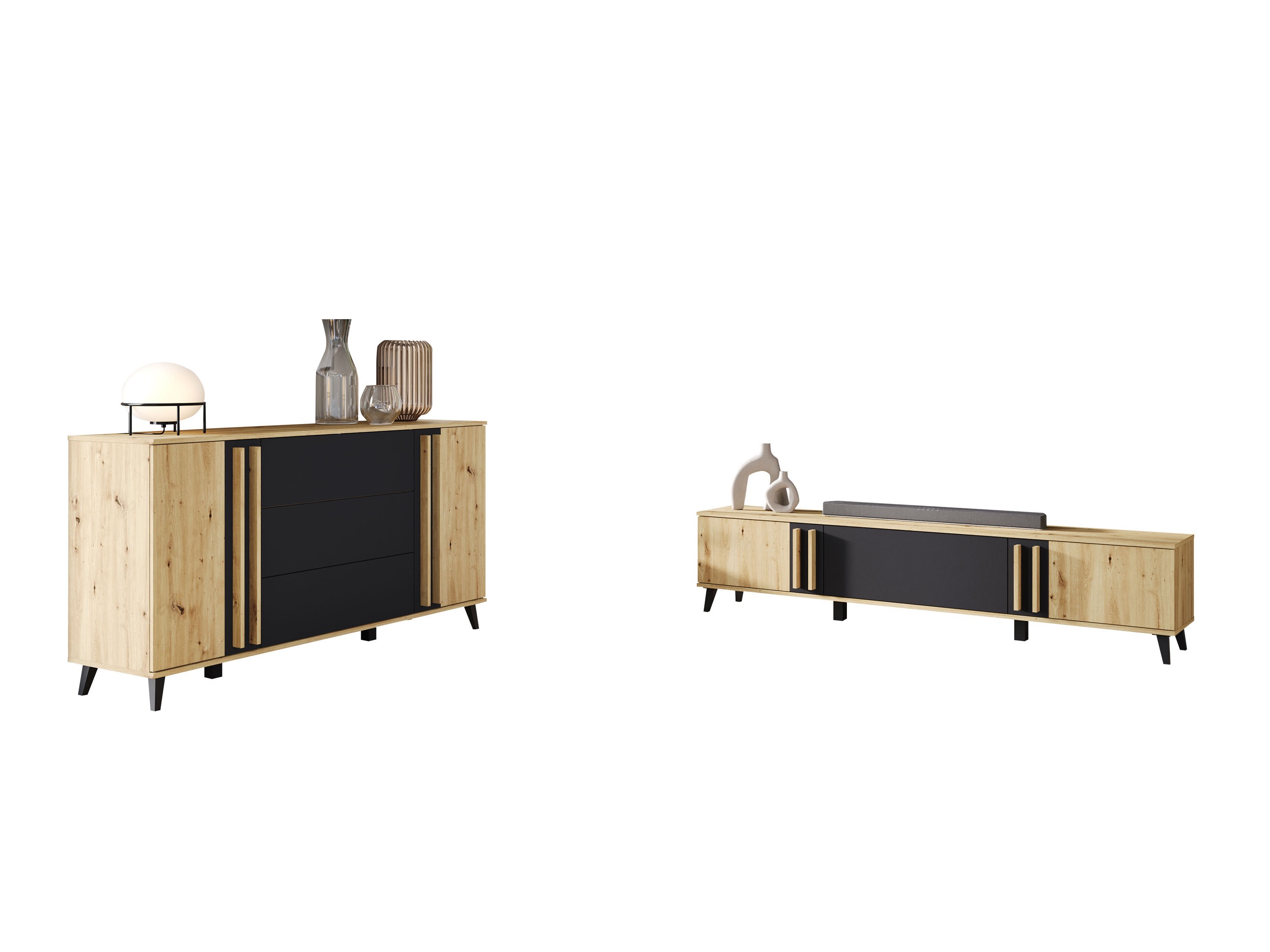 Olohuonesetti Facetor III (Artisaanitammi + Grafiitti)