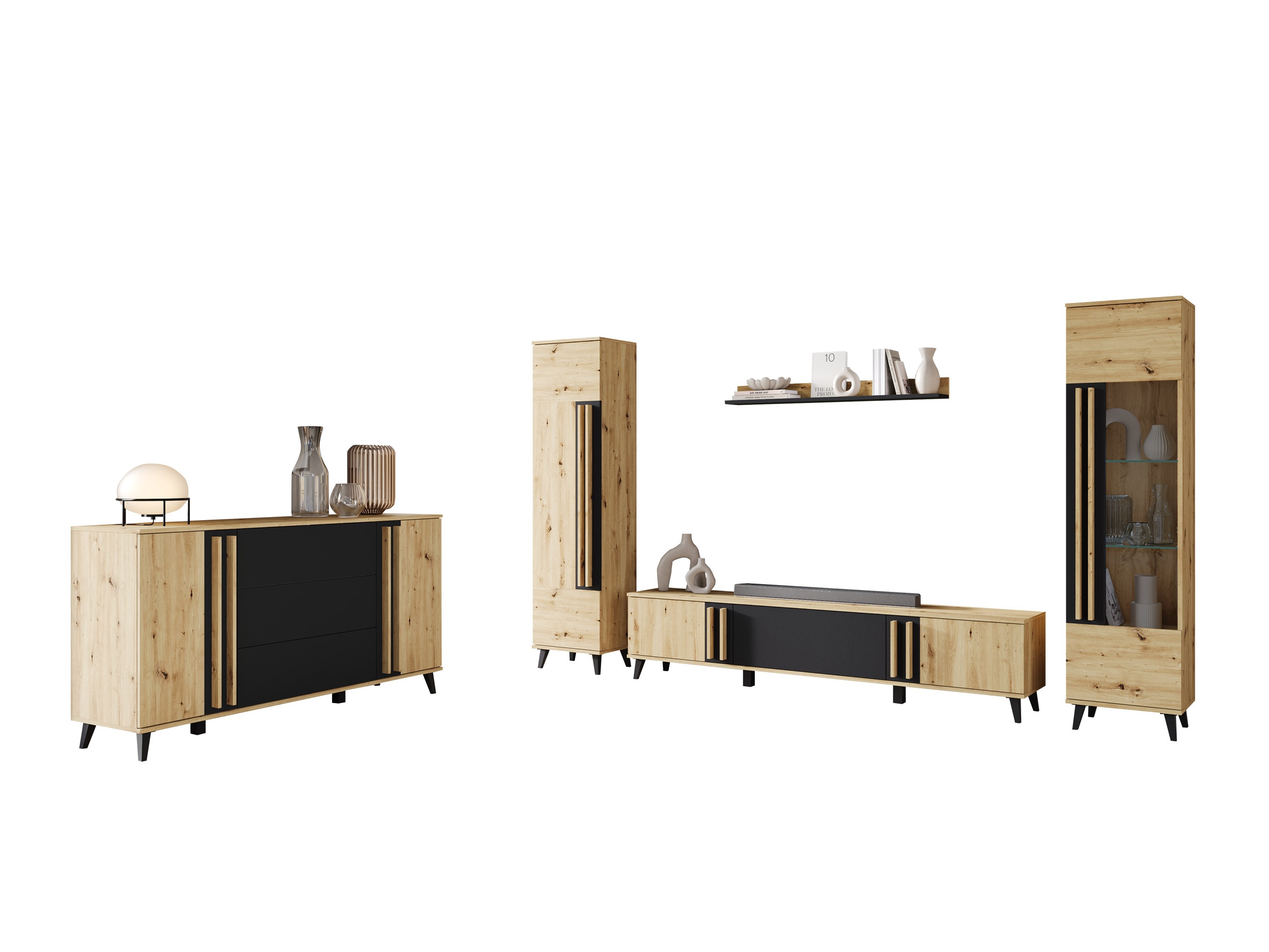 Olohuonesetti Facetor IV (Artisaanitammi + Grafiitti)