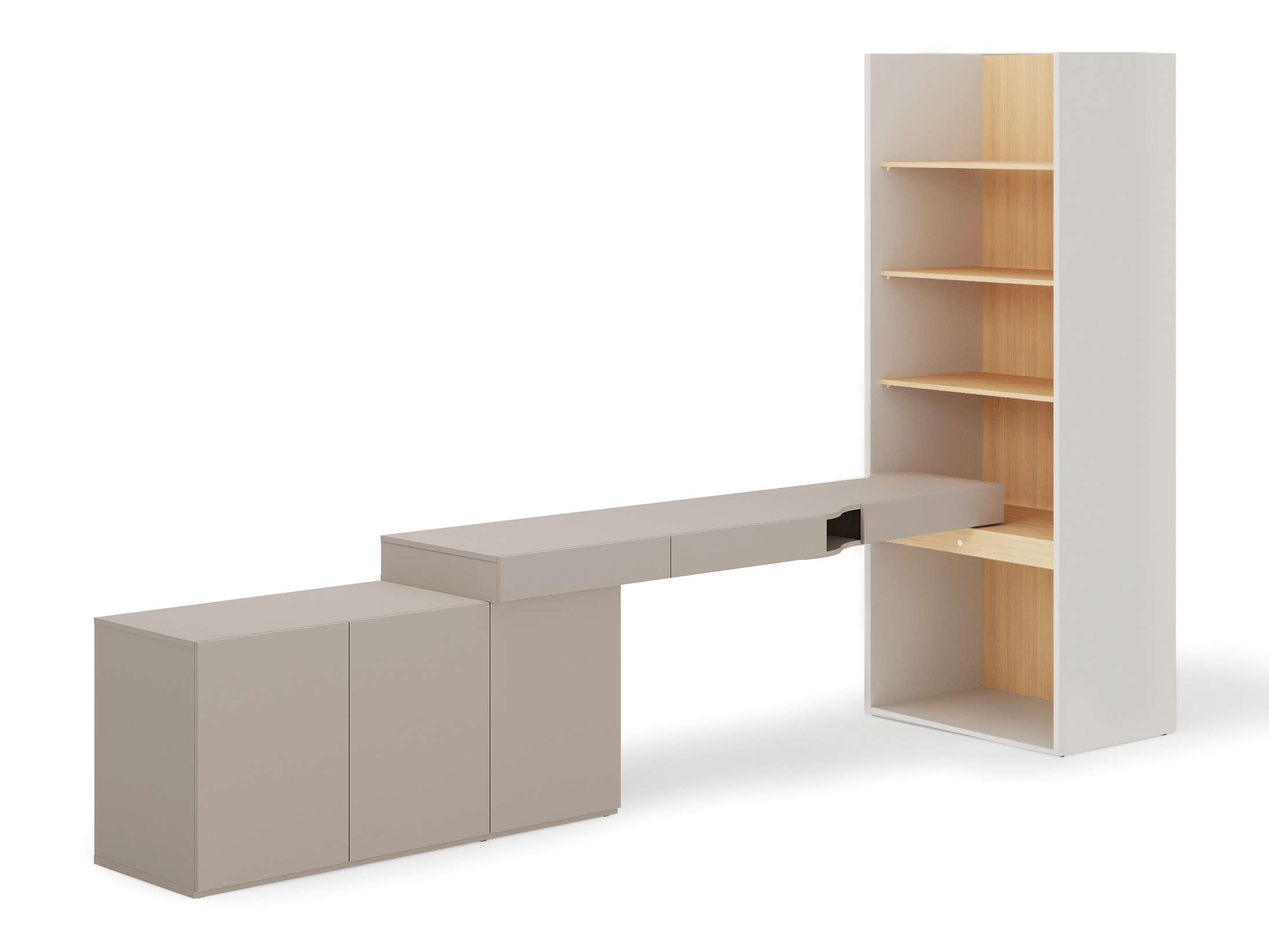 Kotitoimistosetti Evareve 118 (Harmaa + Tammi)