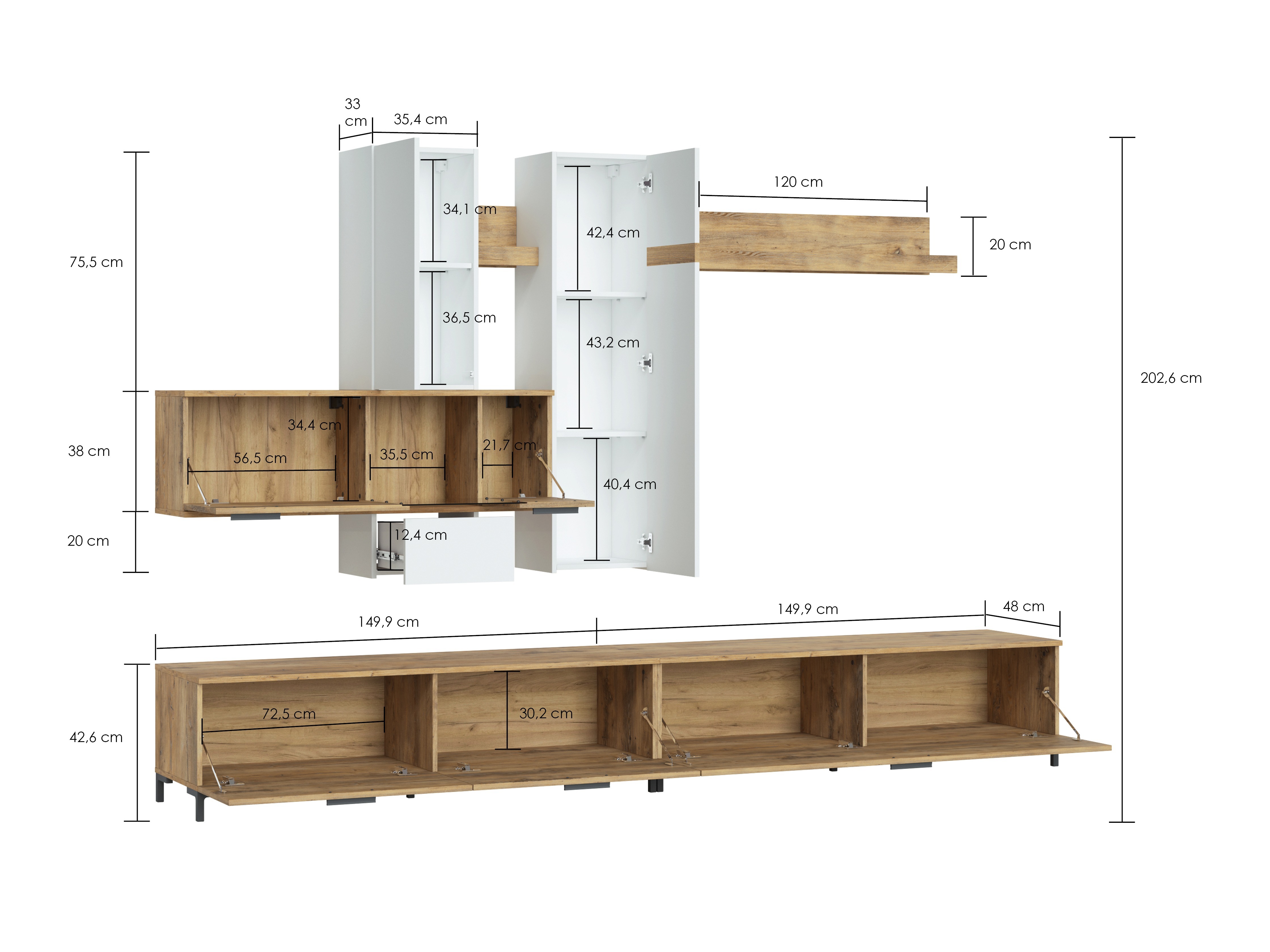 Olohuonesetti Salnola 105 (Valkoinen + Kastanja)