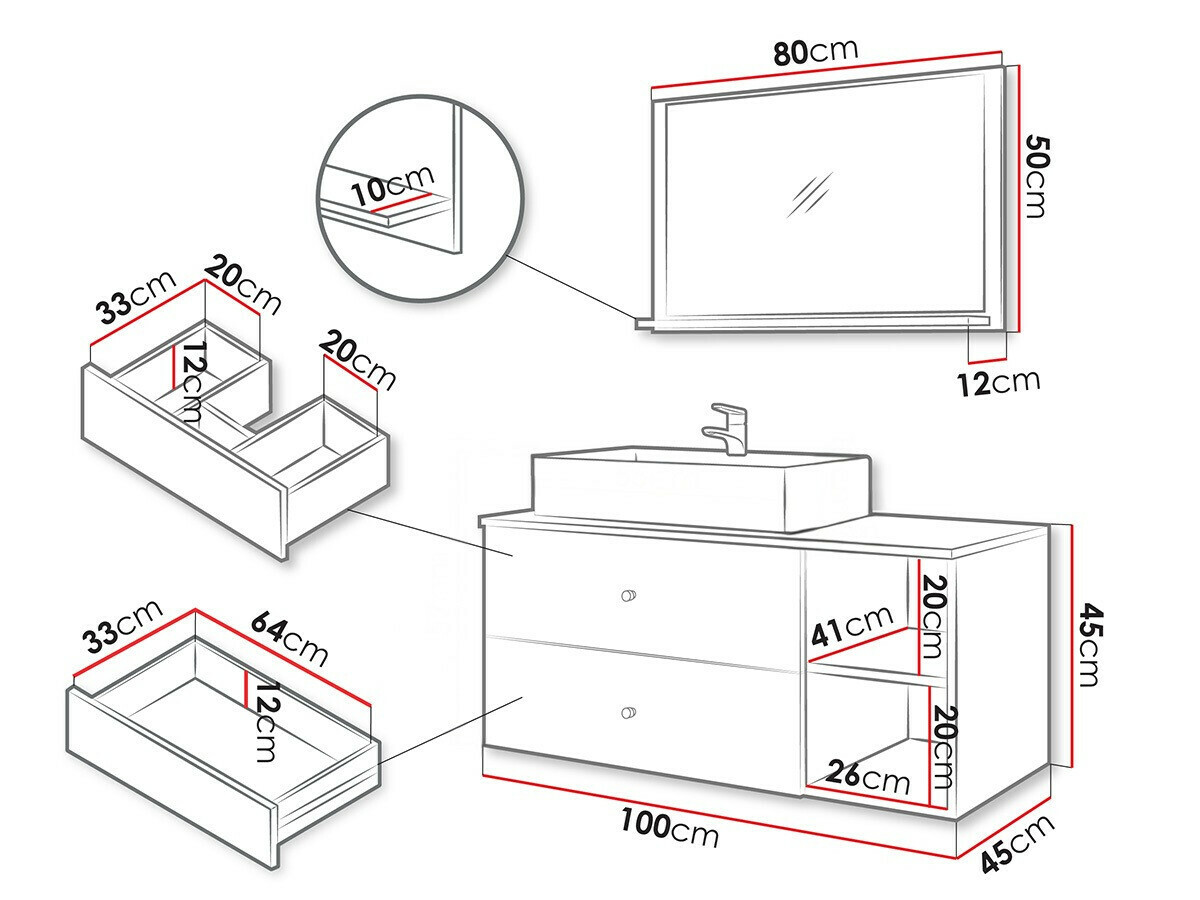 Kylpyhuonesetti Ophruvi 100 (Vaaleanruskea)