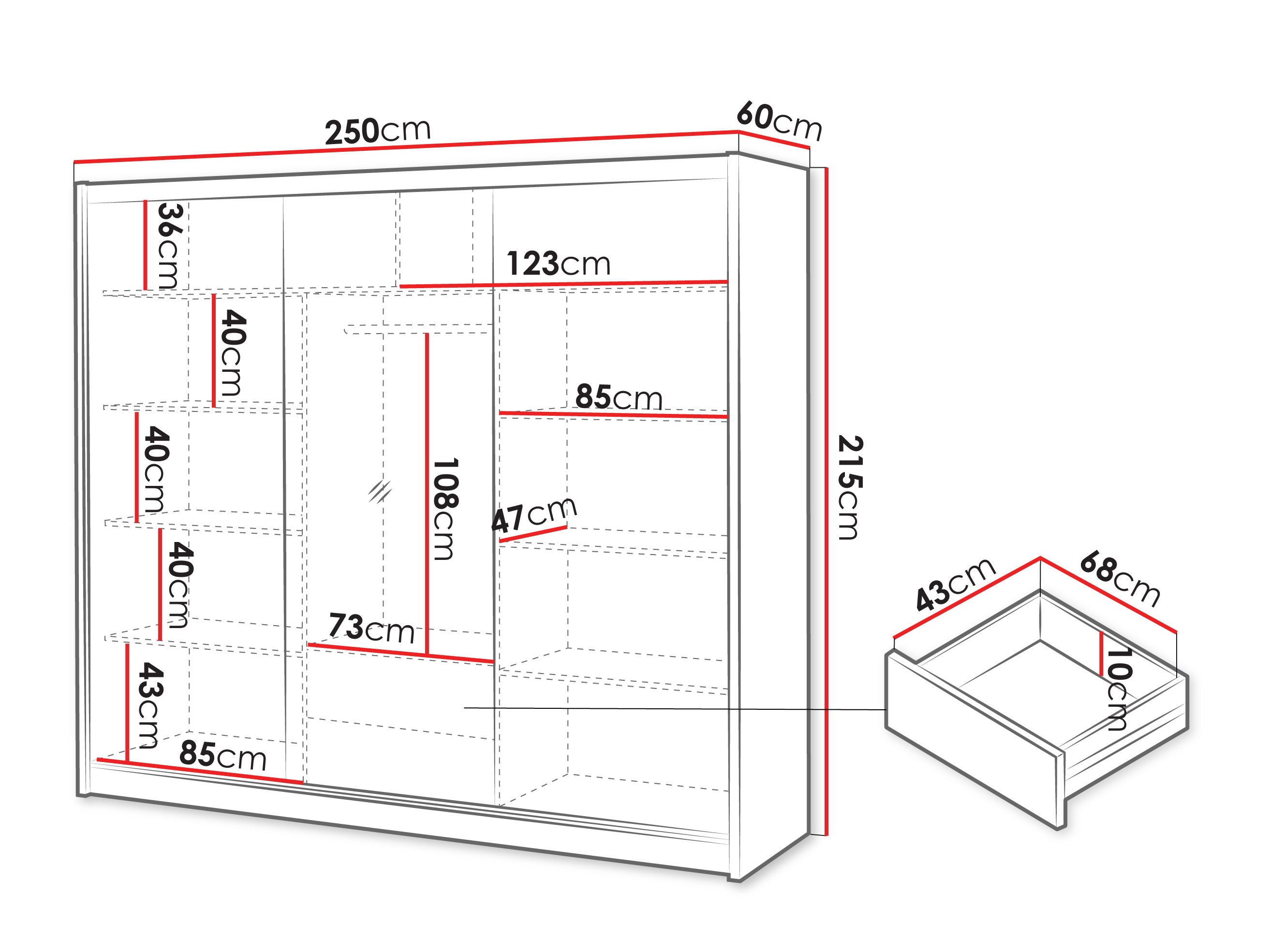 Vaatekaappi Gemes I (Wotan tammi + Valkoinen)