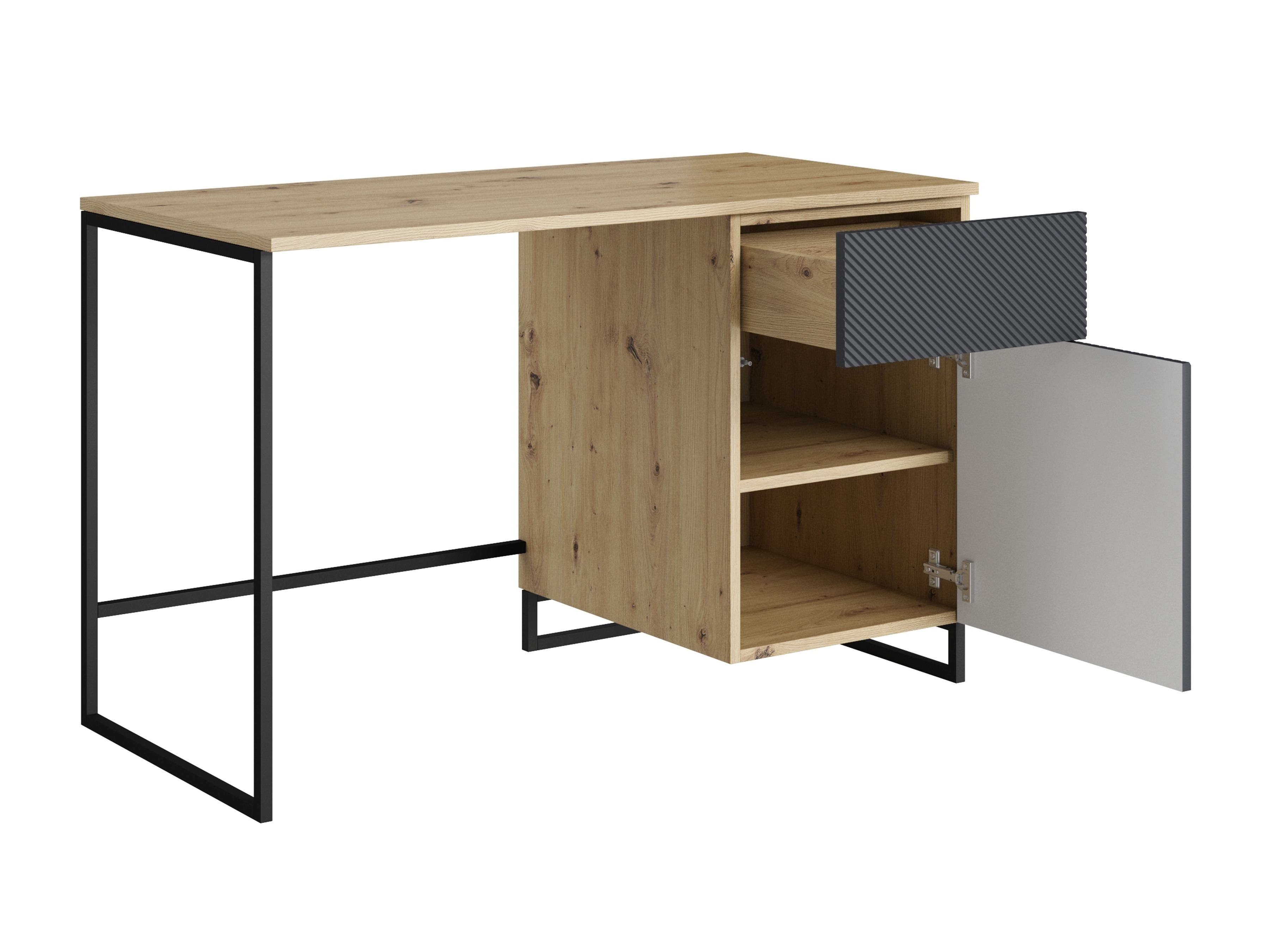 Kotitoimistosetti Dortivi 120 (Artisaanitammi + Mattaharmaa)