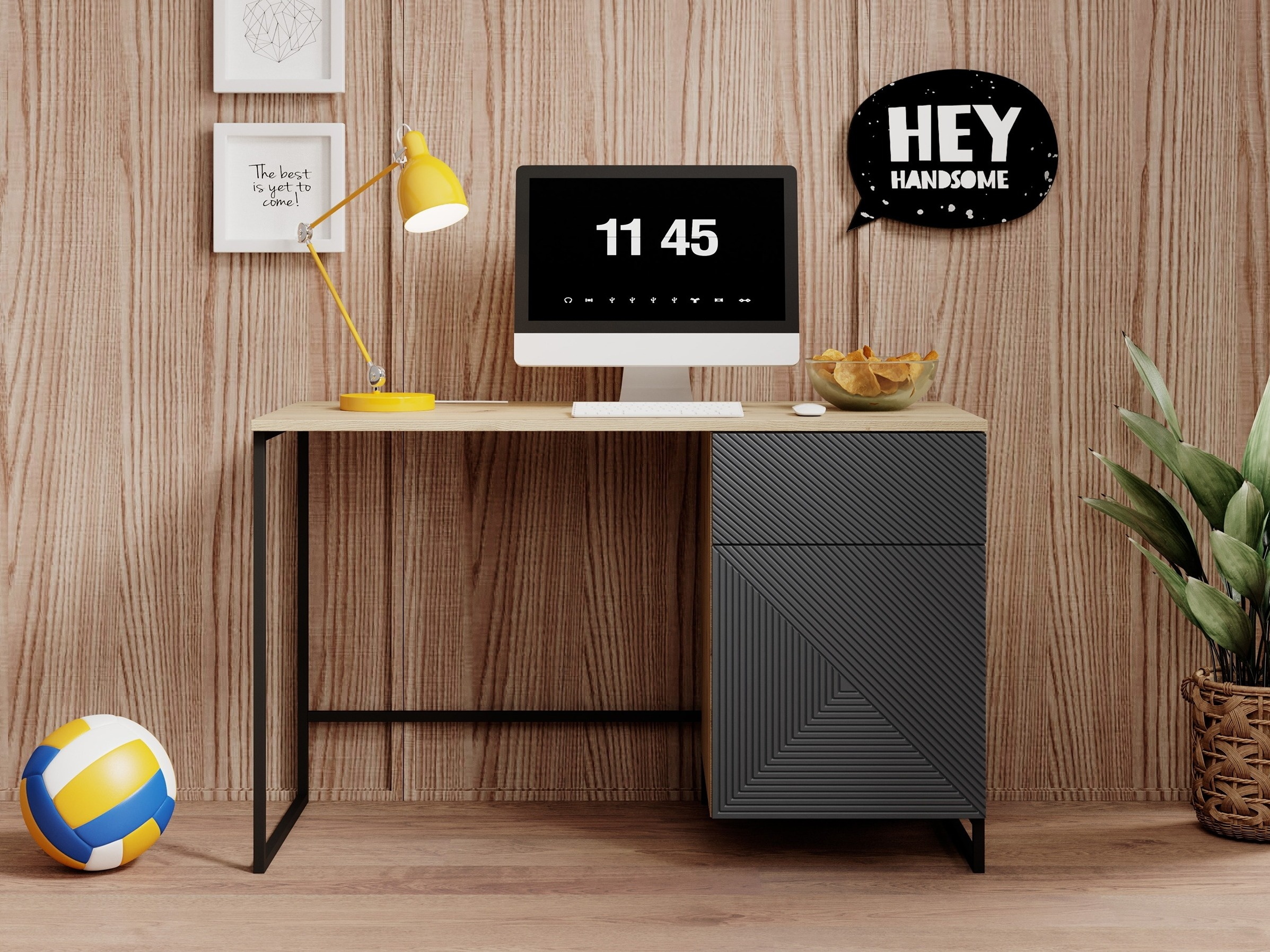 Työpöytä Dortivi 112 (Artisaanitammi + Mattaharmaa)