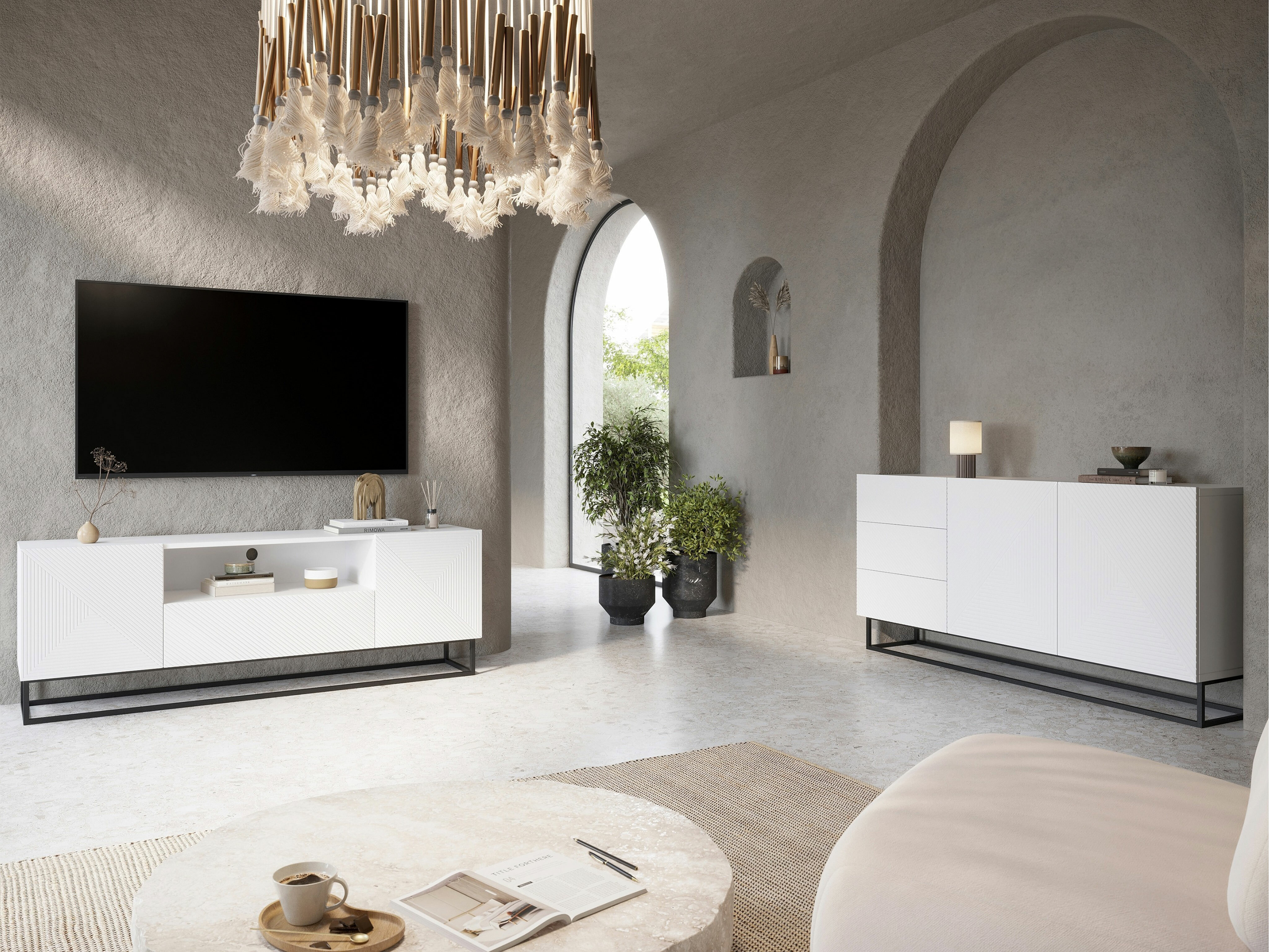 Olohuonesetti Dortivi 123 (Matta valkoinen)