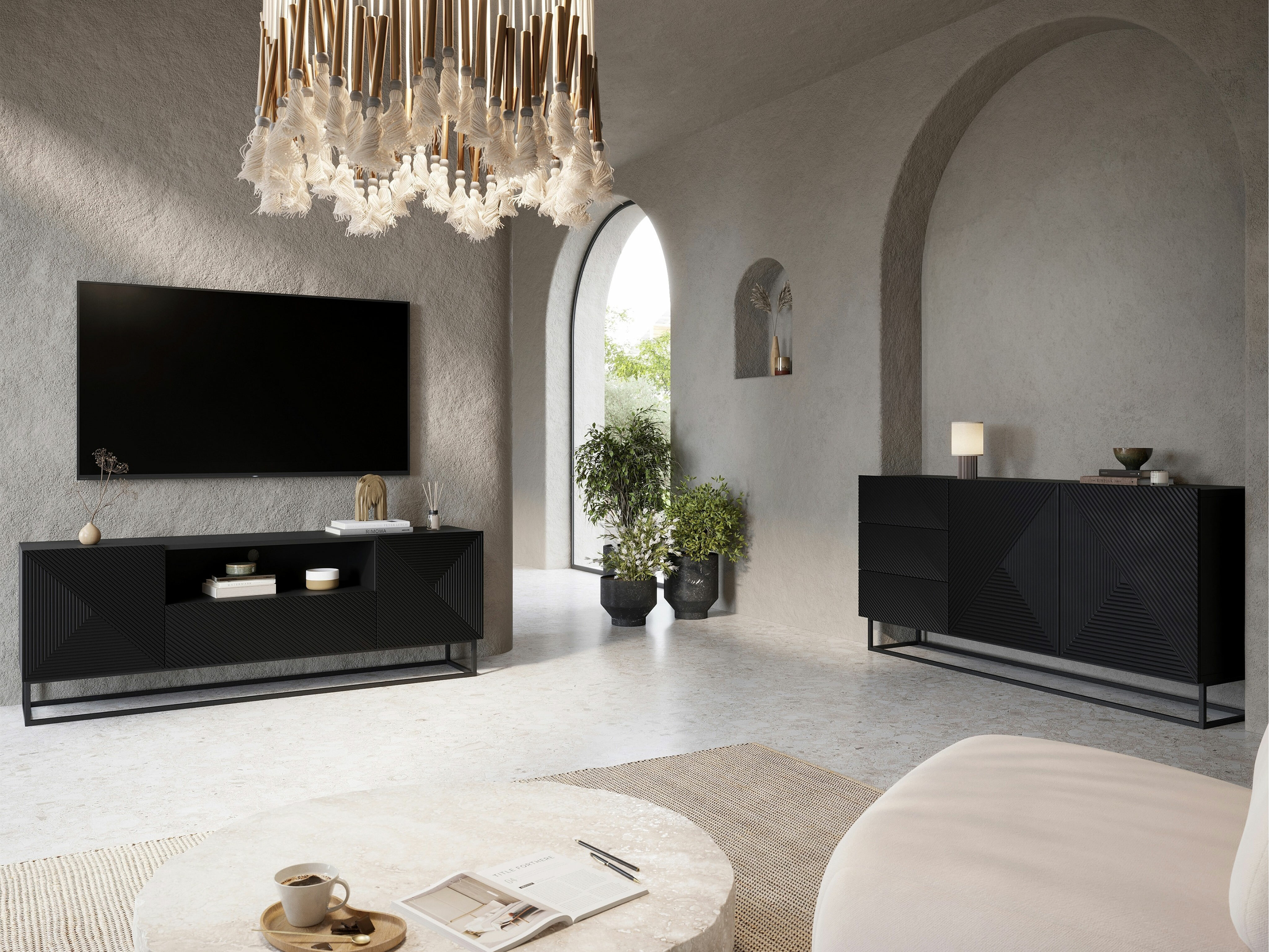 Olohuonesetti Dortivi 123 (Mattamusta)