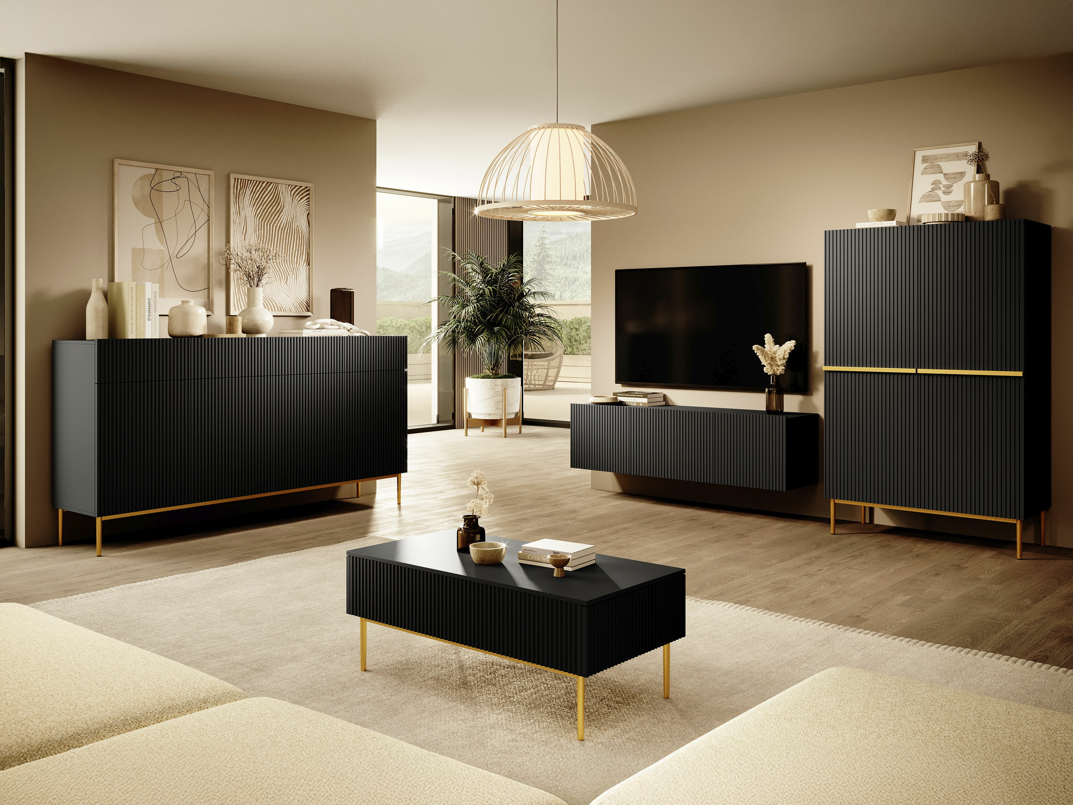 Olohuonesetti Melfelu 143 (Musta)