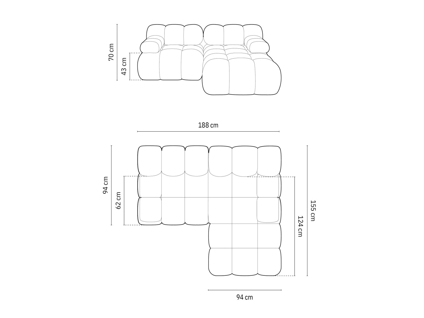 Moduulikulmasohva Caltenu 105 (Bluvel 30)