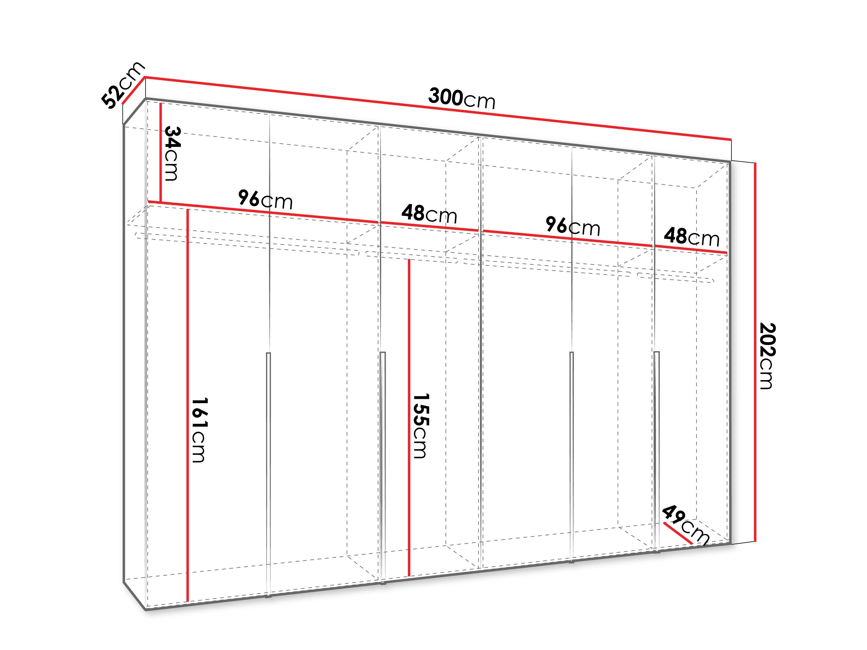 Vaatekaappi Hartford 539 (Musta)