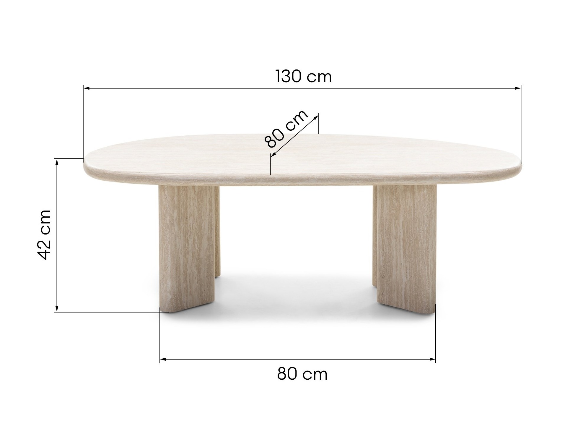 Sohvapöytä Burleson 476 (Vaalea Travertine)