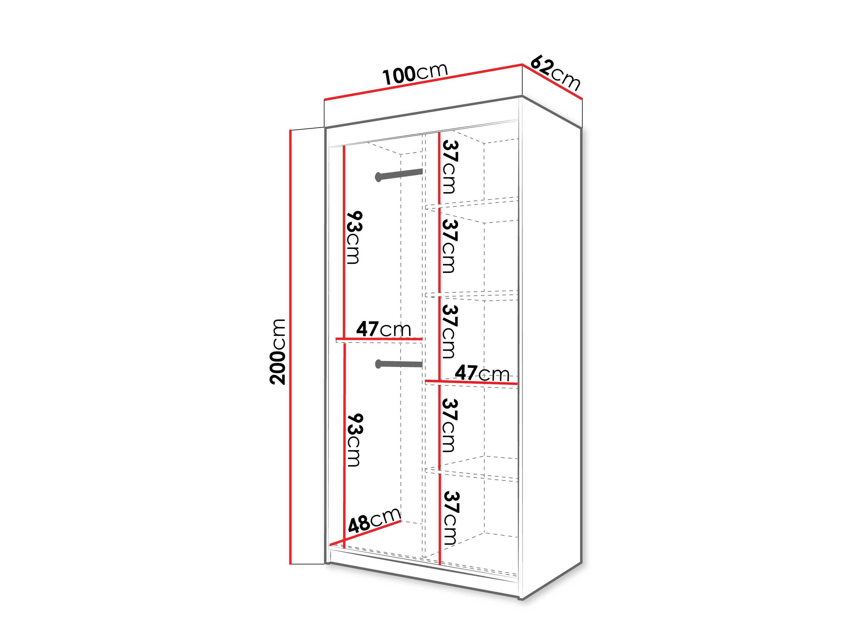 Vaatekaappi Hartford 576 (Musta)