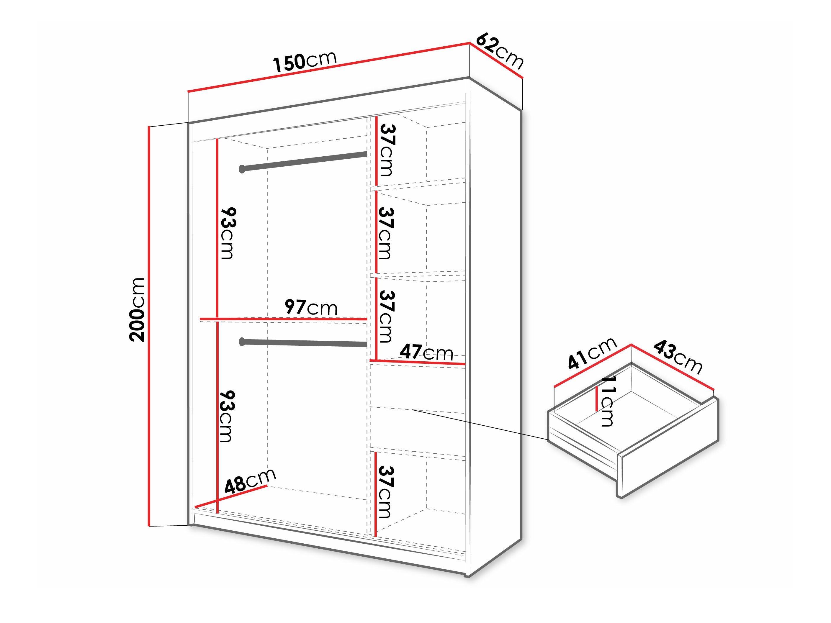 Vaatekaappi Hartford 575 (Musta)