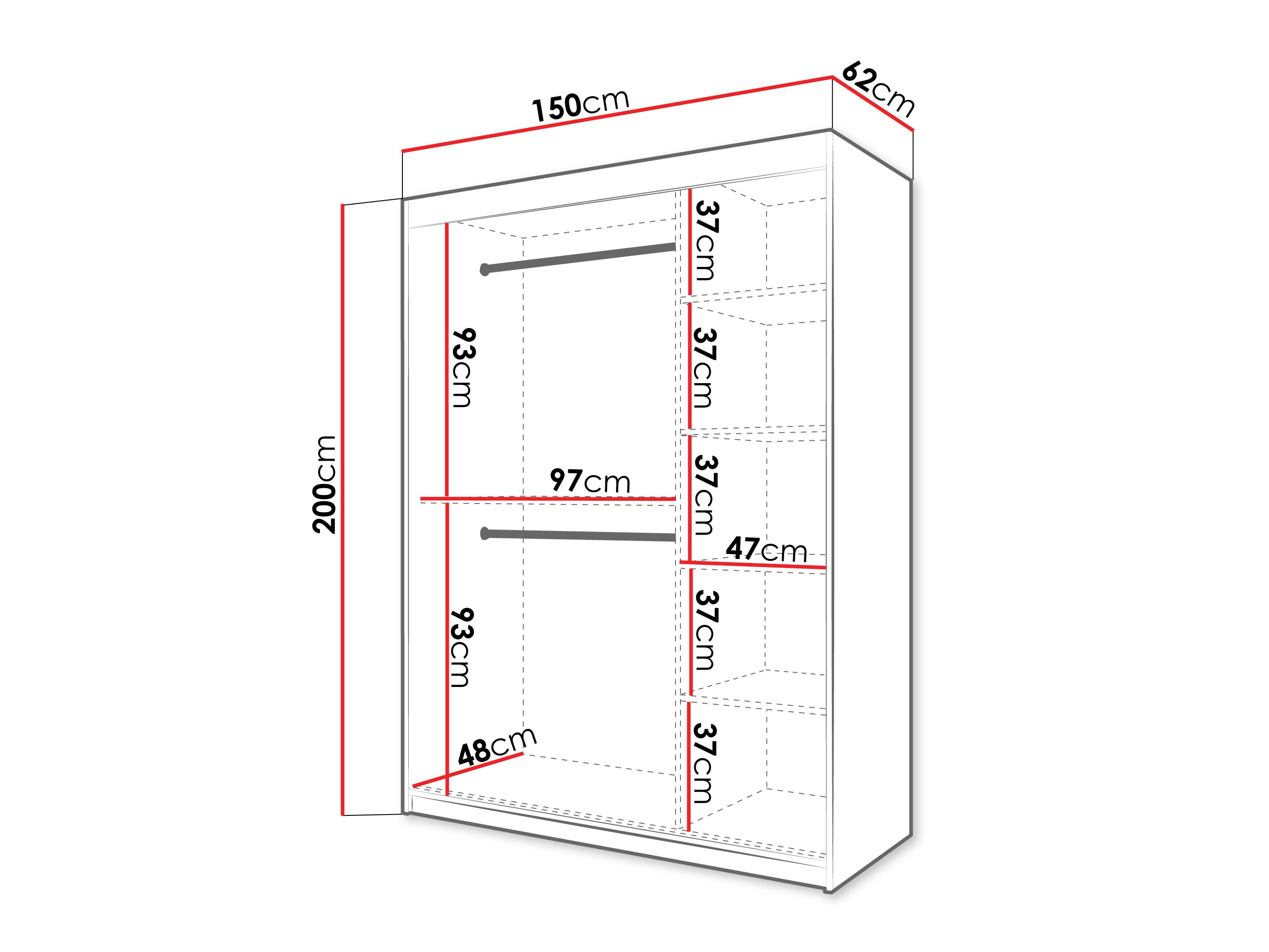 Vaatekaappi Hartford 577 (Musta)