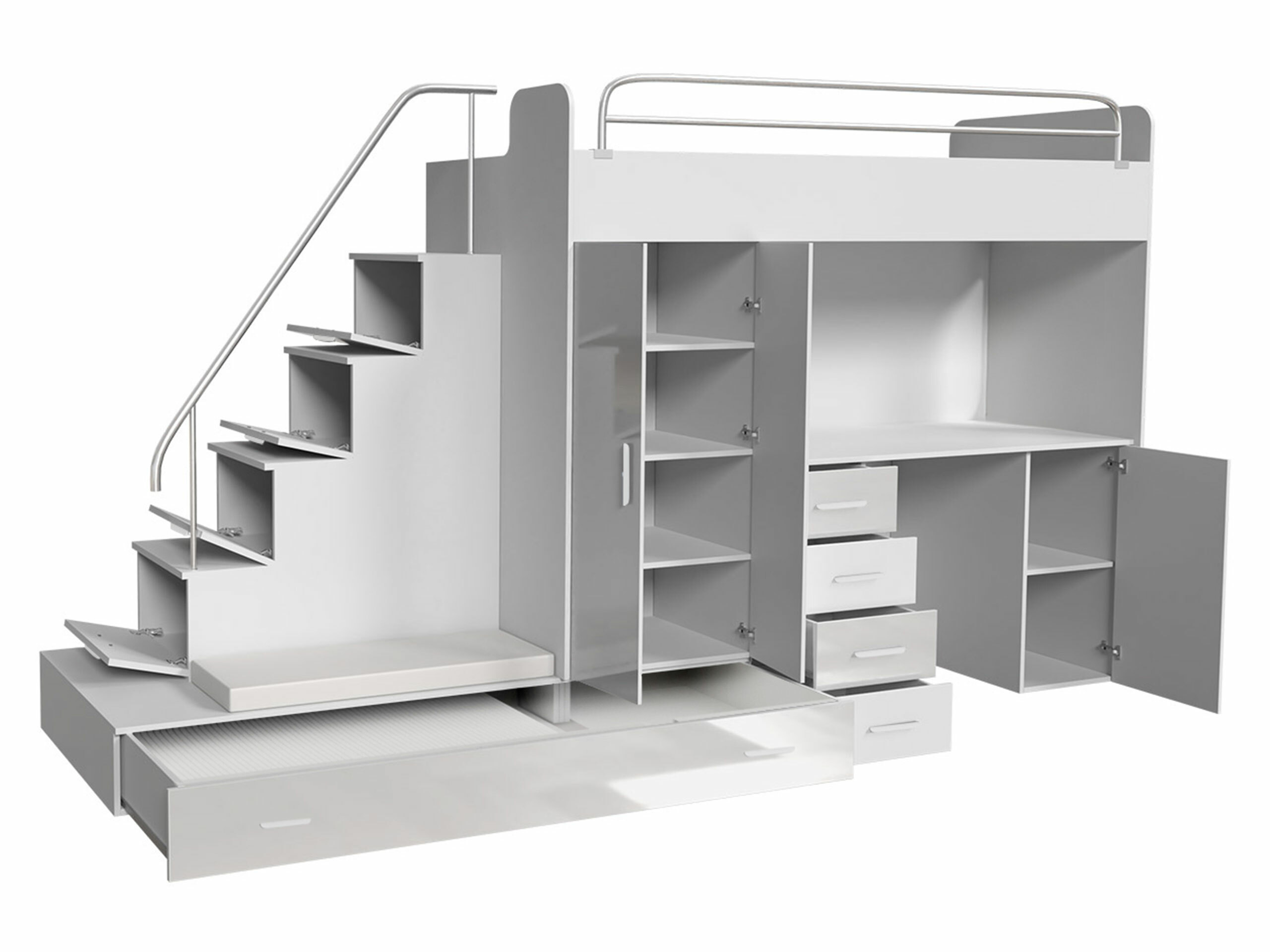 Lastenhuonesetti Campus I (Valkoinen + Kiiltävä valkoinen + Kiiltävä harmaa)