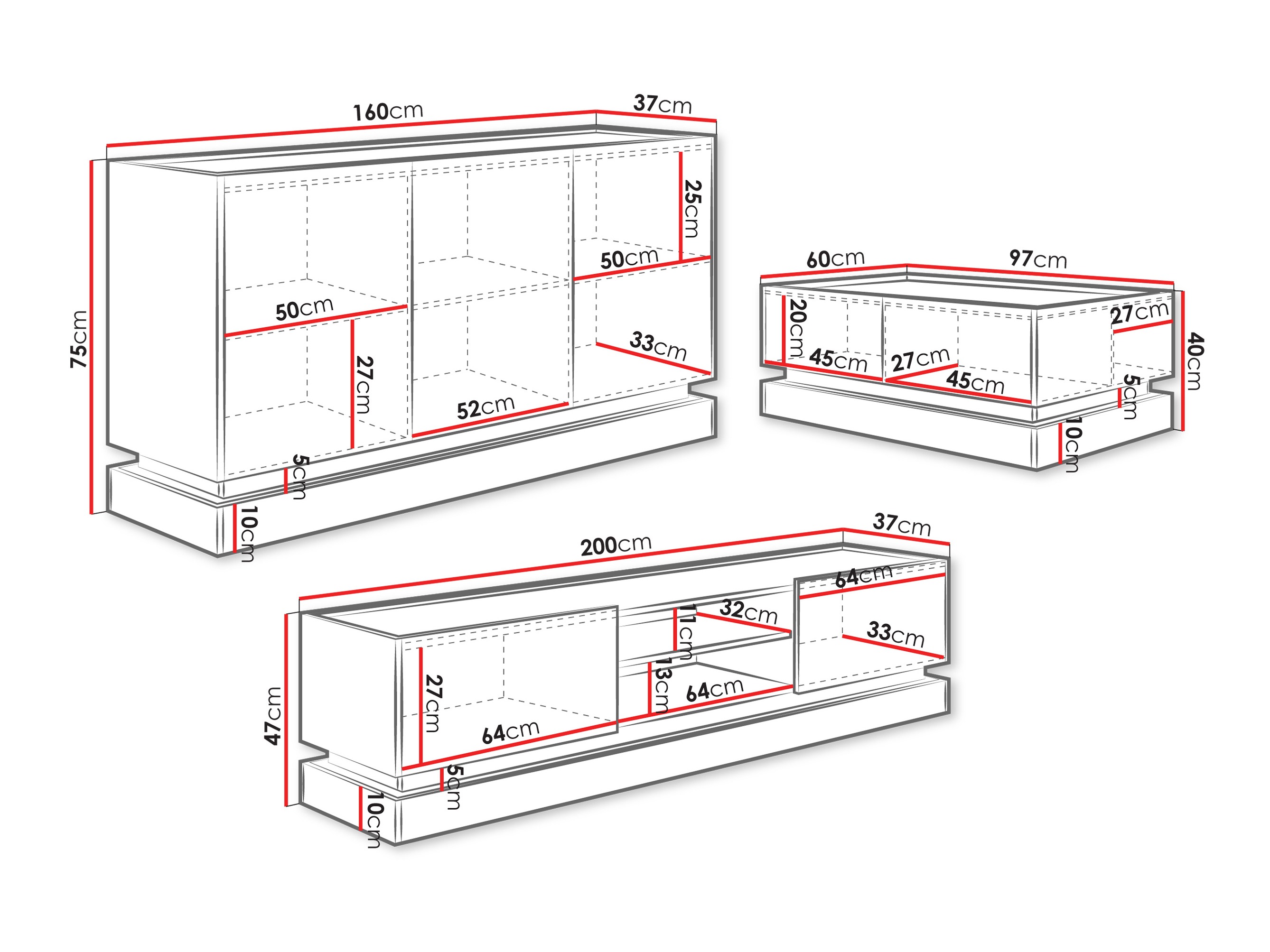 Olohuonesetti Comfivo Tilia (Musta + Tammi)
