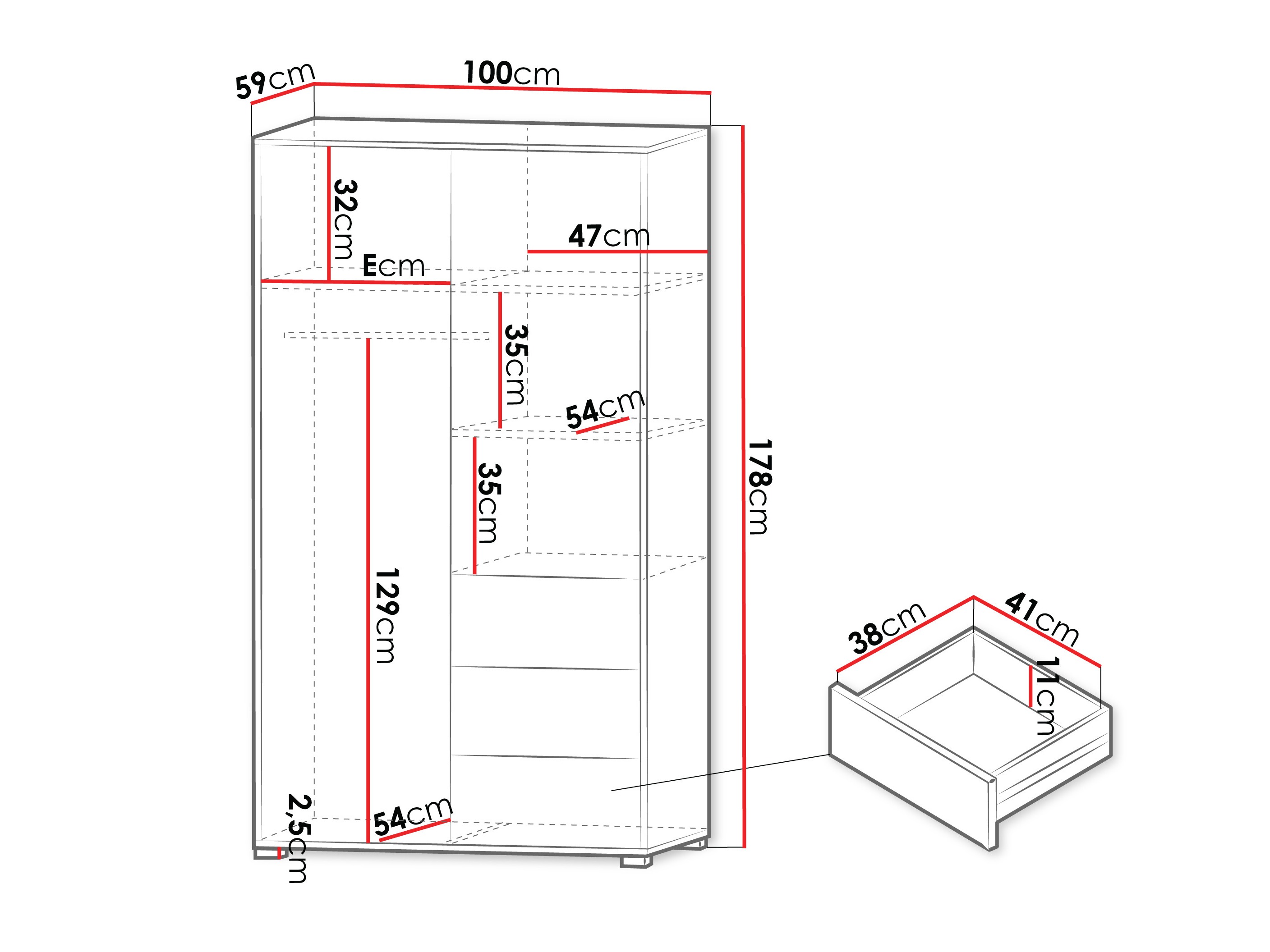 Vaatekaappi Comfivo Tutela (Kashmir)