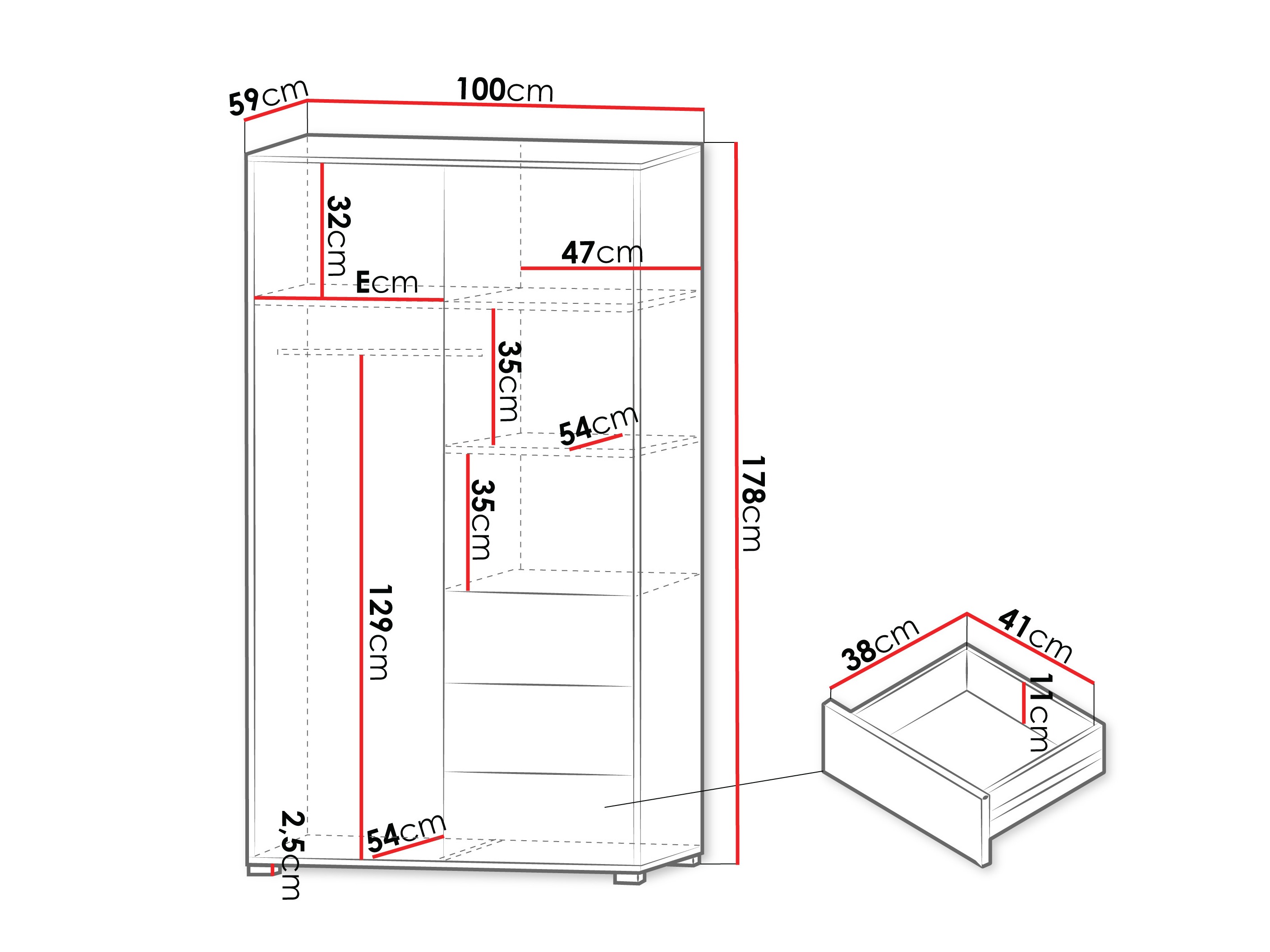 Vaatekaappi Comfivo Tutela (Valkoinen)