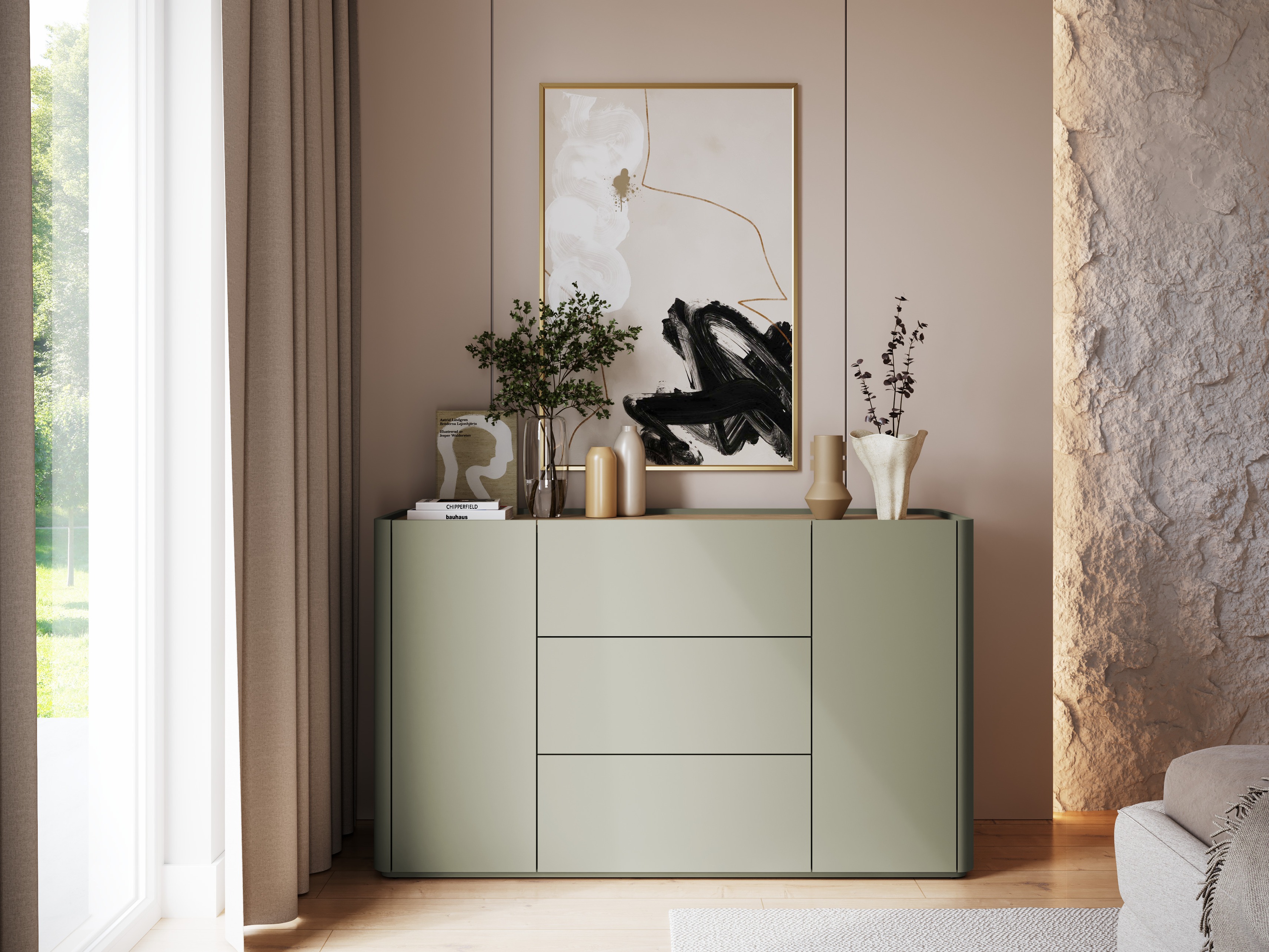 Lipasto Elbmira 104 (Pölyinen vihreä + Tammi)