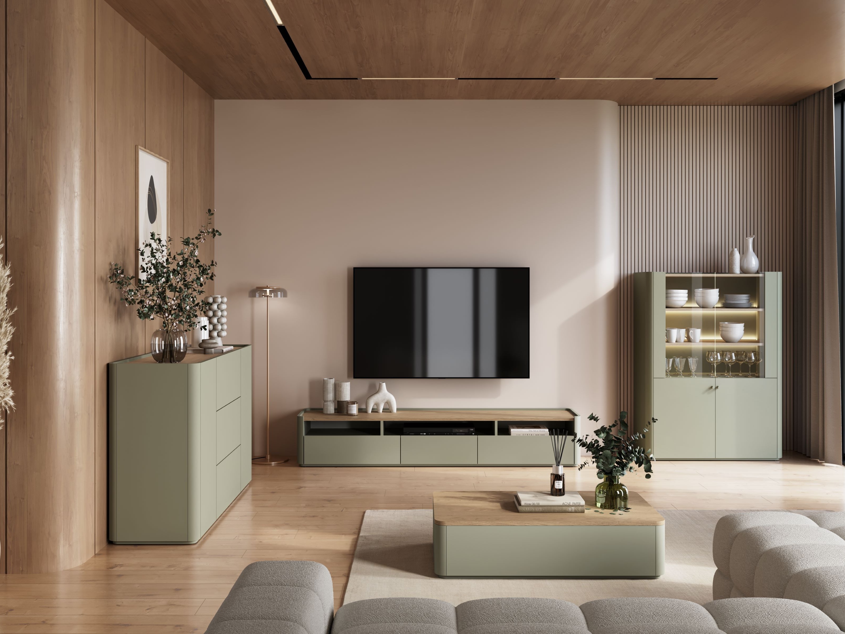 Lipasto Elbmira 104 (Pölyinen vihreä + Tammi)