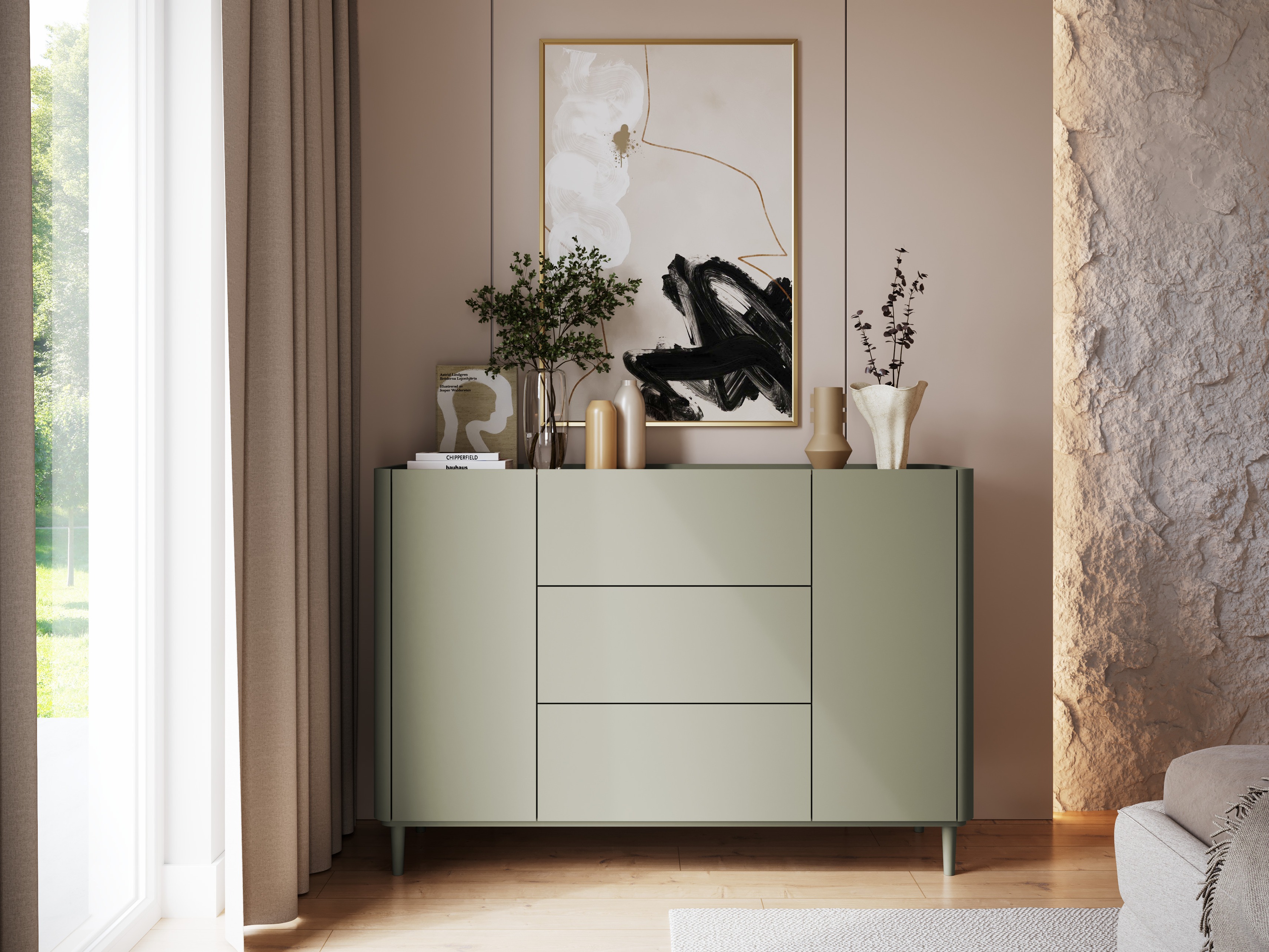 Lipasto Elbmira 104 (Pölyinen vihreä + Tammi)