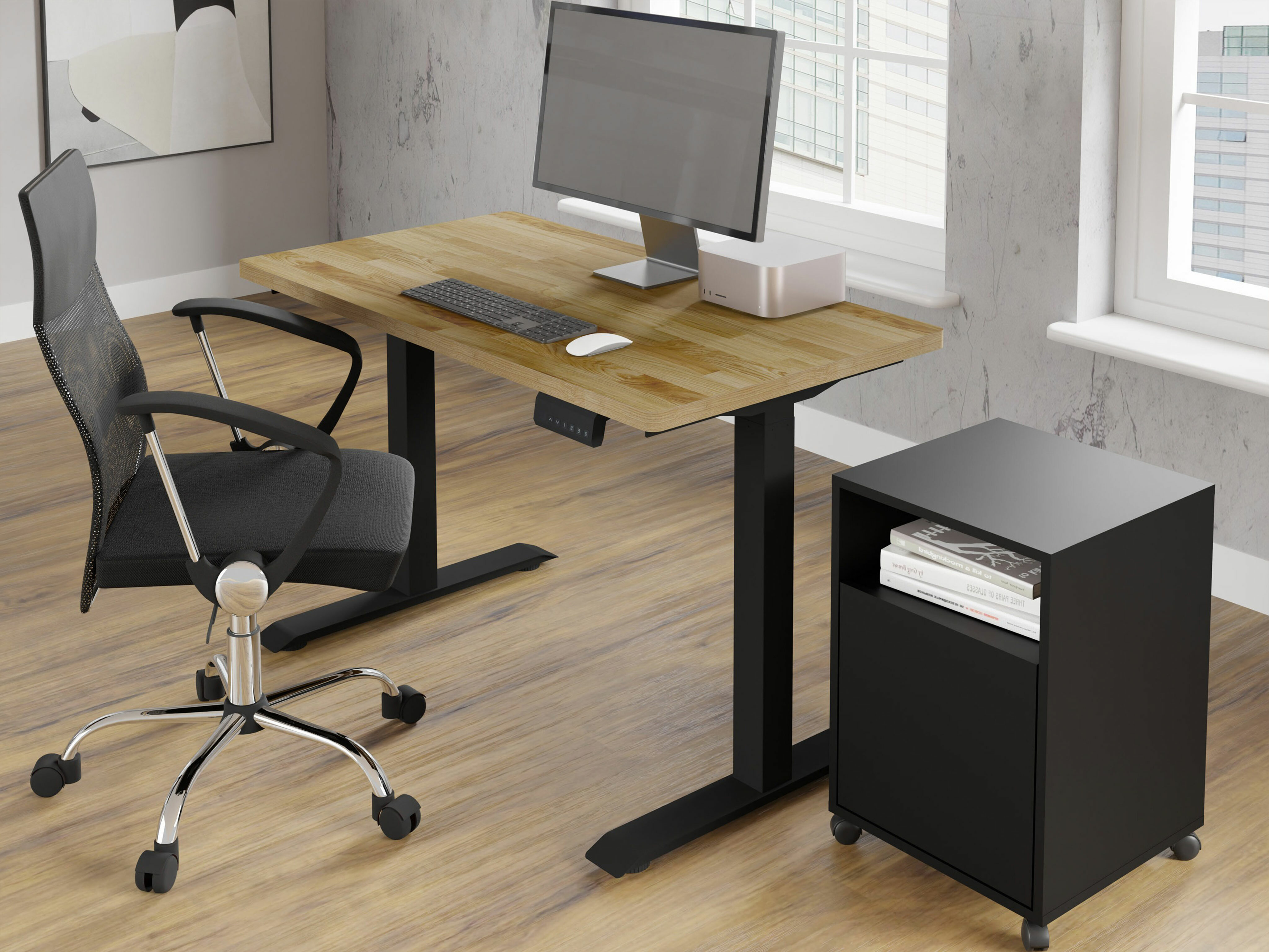 Korkeussäädettävä työpöytä Buffalo 200 (Musta)