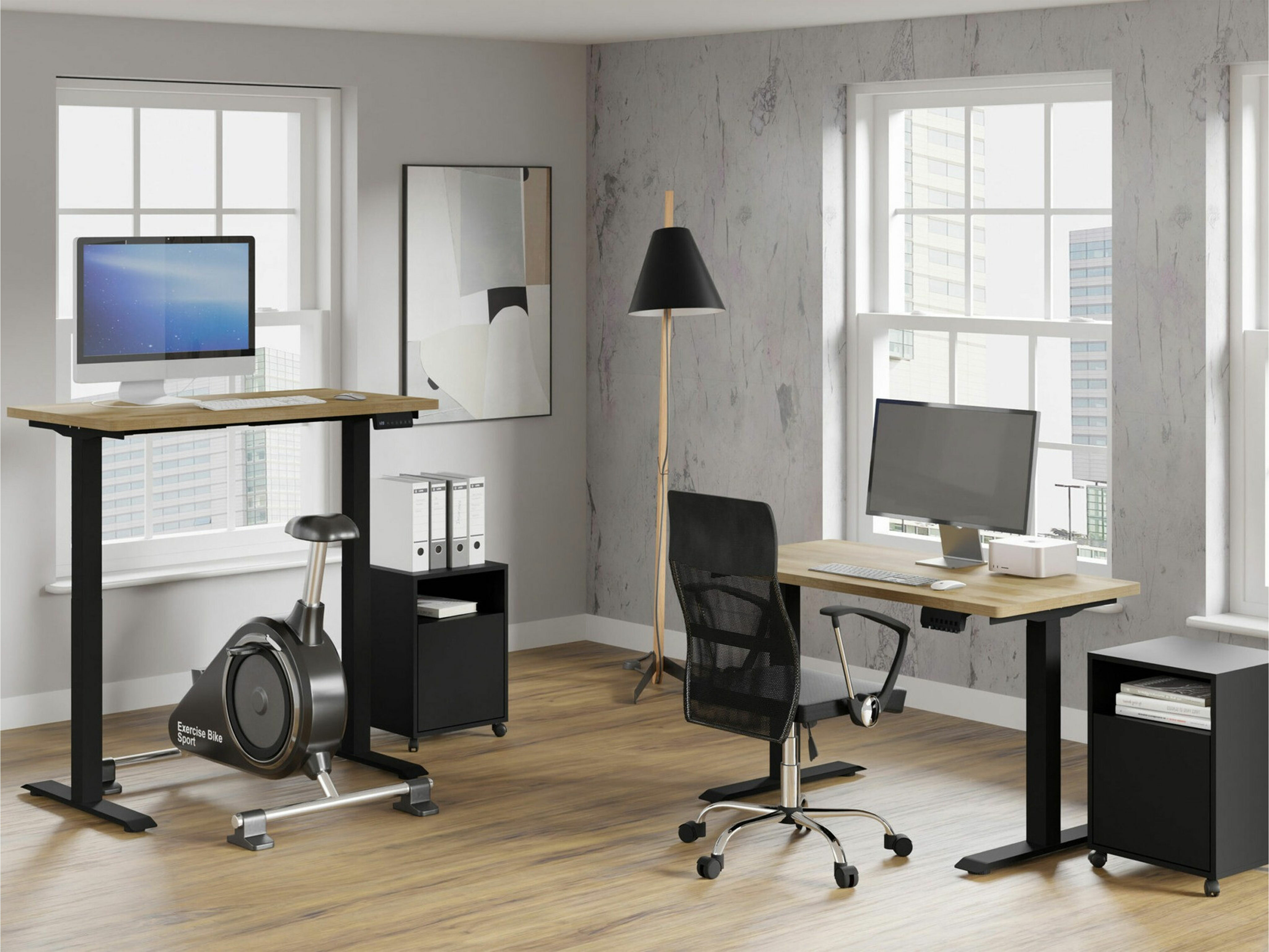 Korkeussäädettävä työpöytä Buffalo 200 (Musta)