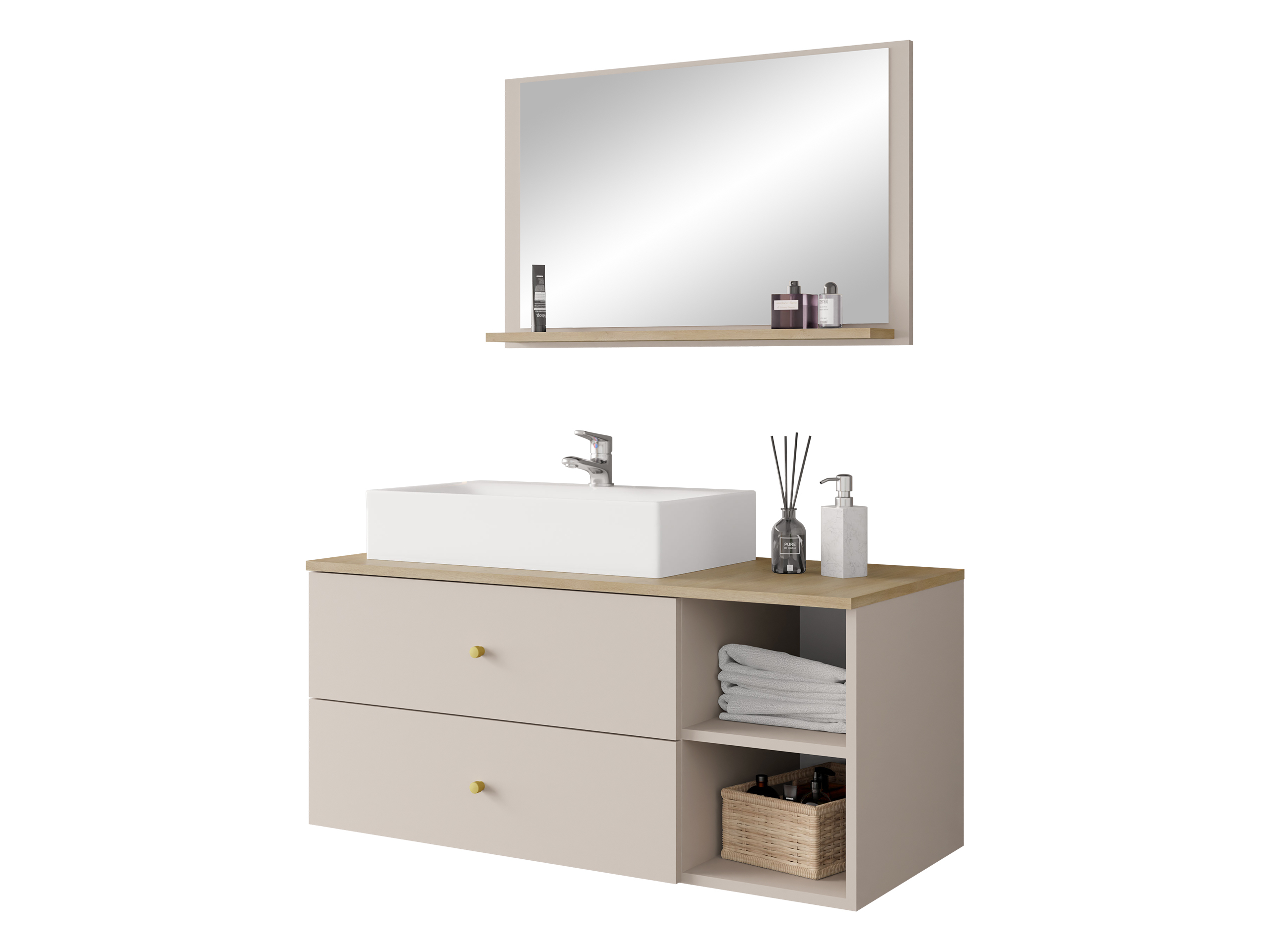 Kylpyhuonesetti Ophruvi 100 (Vaaleanruskea)