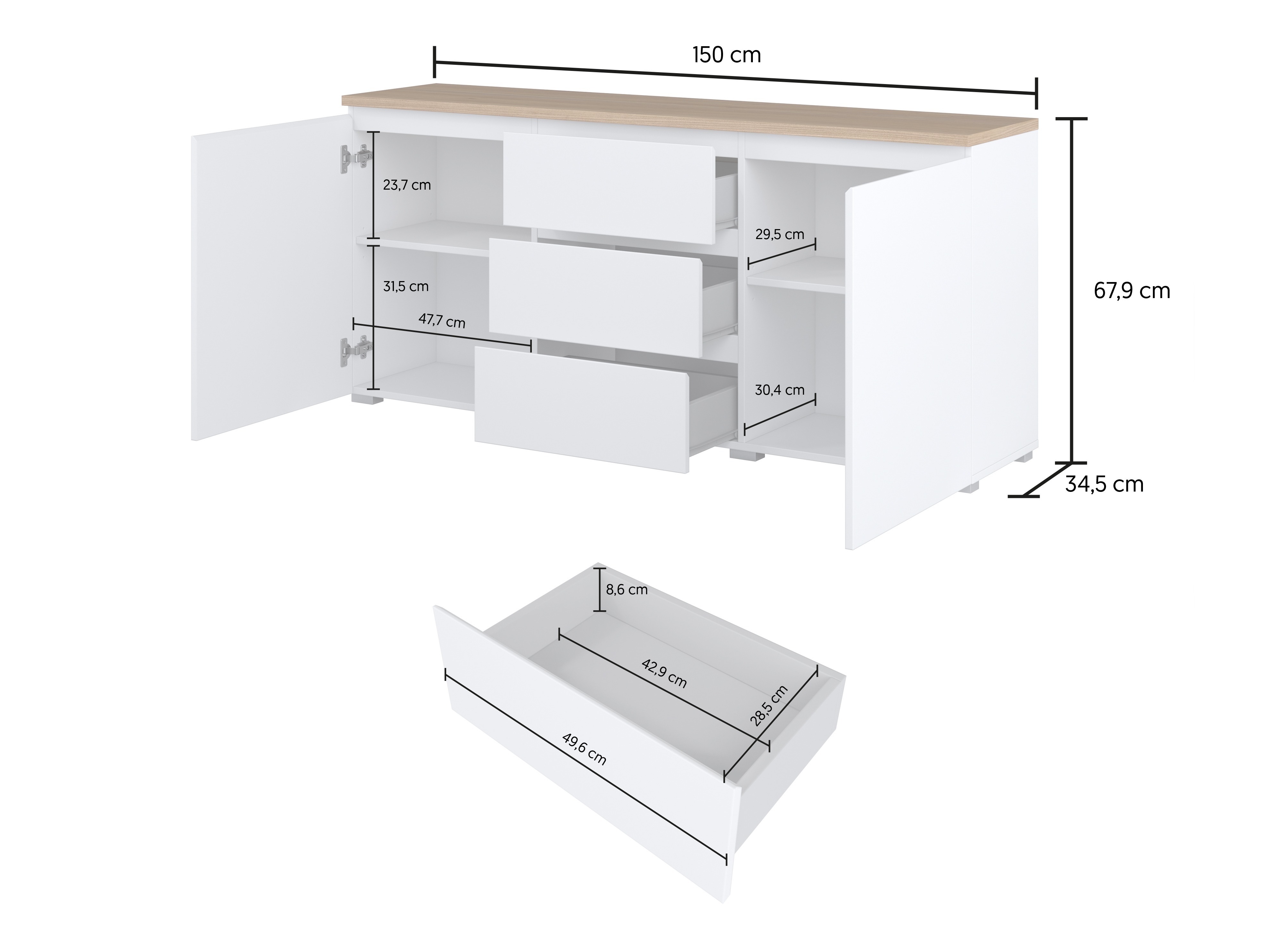 Lipasto Baletu 106 (Valkoinen + Tammi)