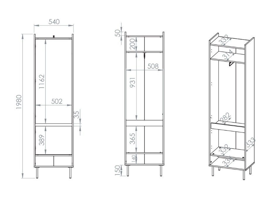 Vaatekaappi Tivorlo 100