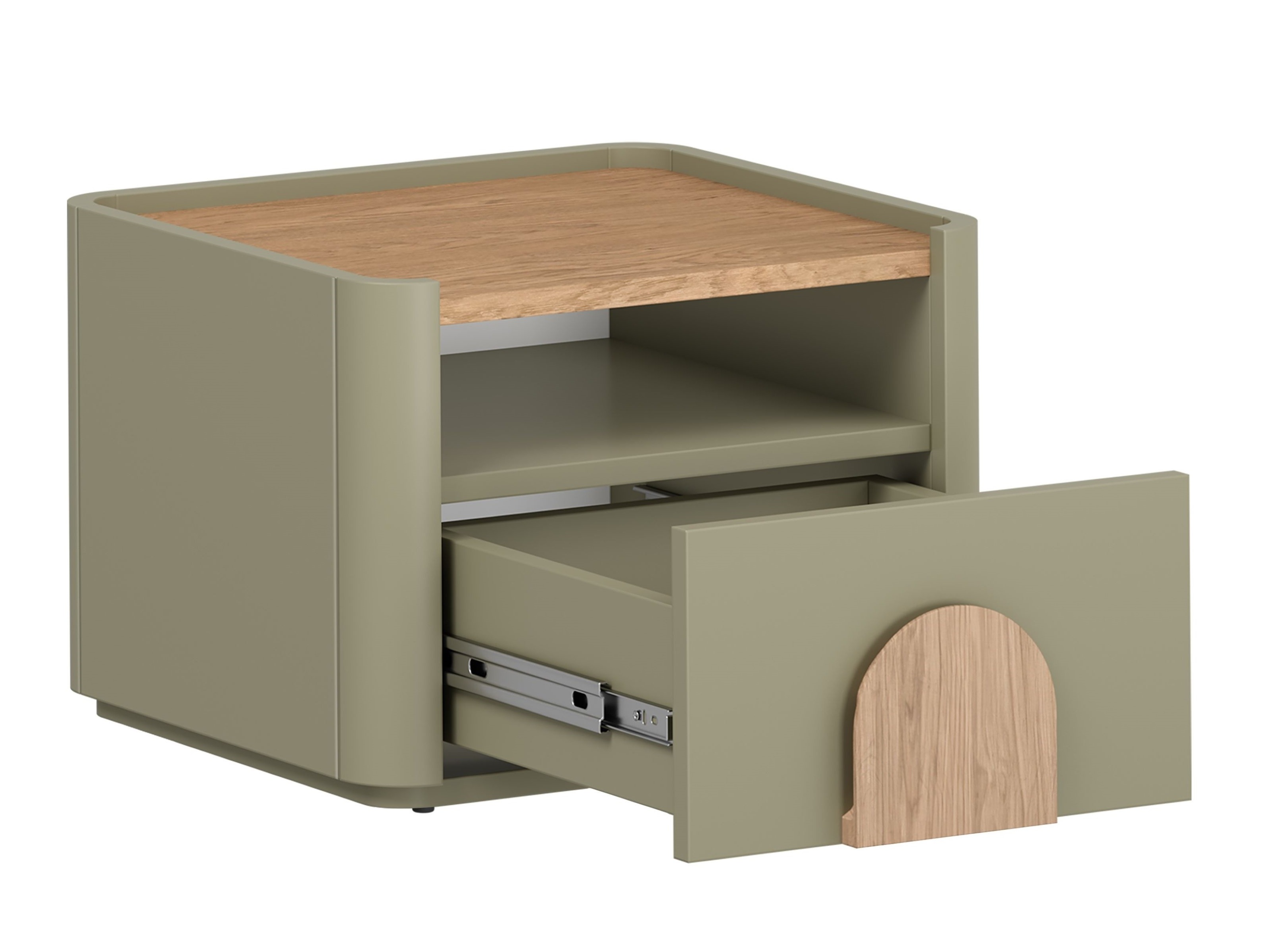 Yöpöytä Camavio 100 (Pölyinen vihreä + Tammi)