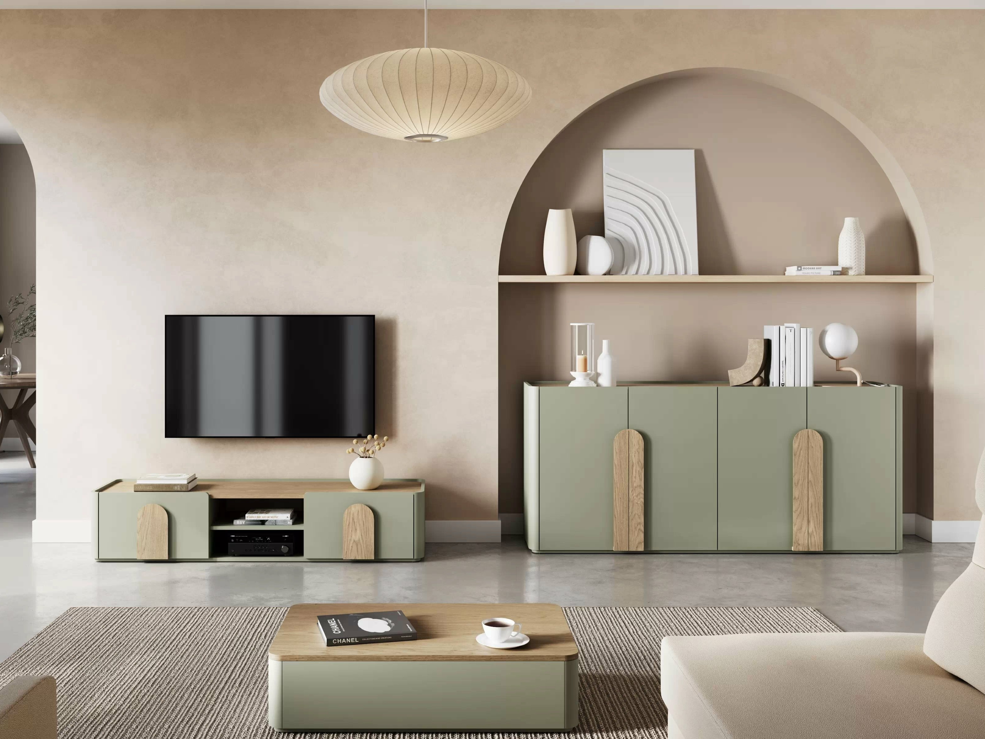 TV-taso Camavio 103 (Pölyinen vihreä + Tammi)