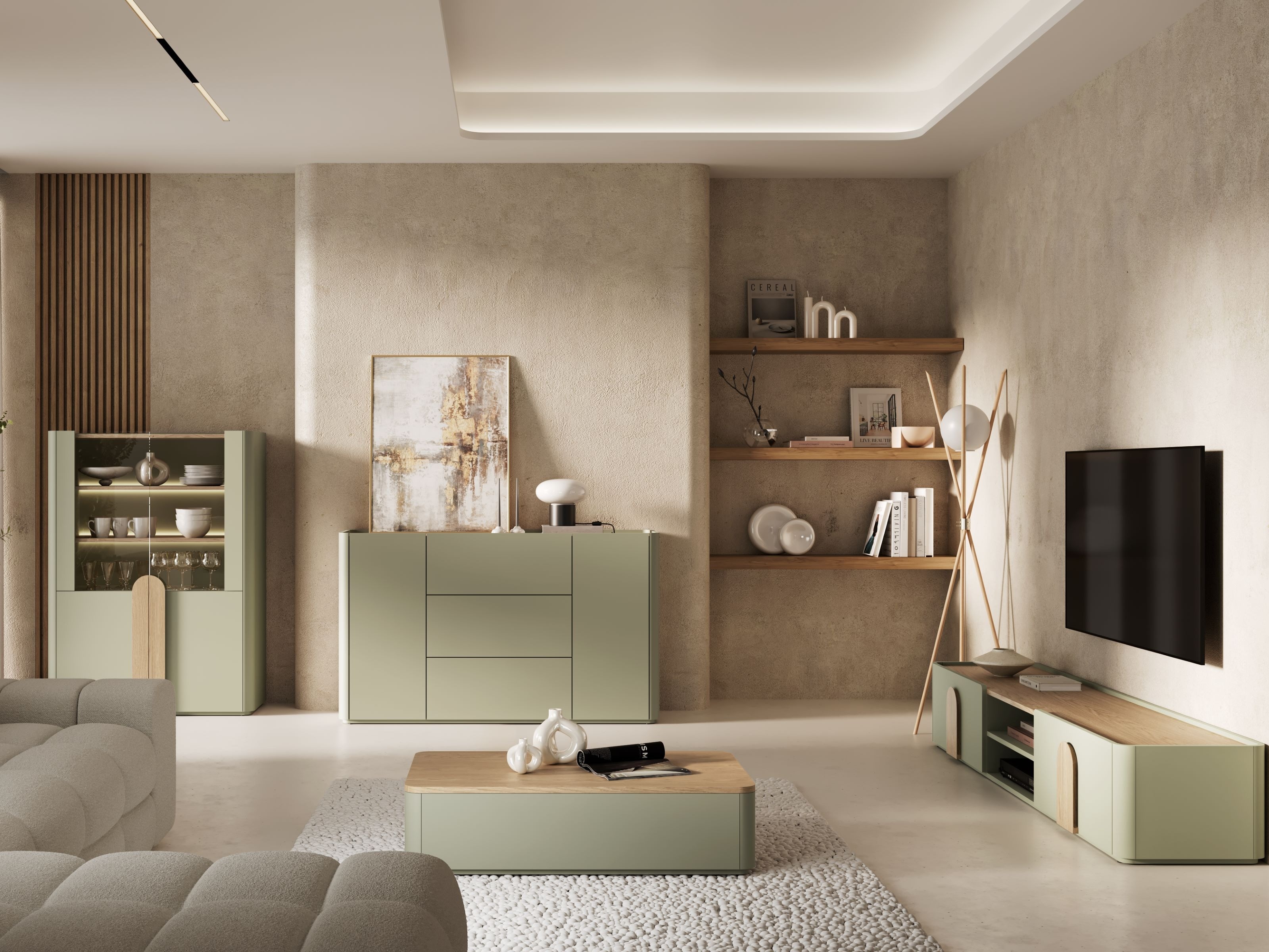 TV-taso Camavio 106 (Pölyinen vihreä + Tammi)